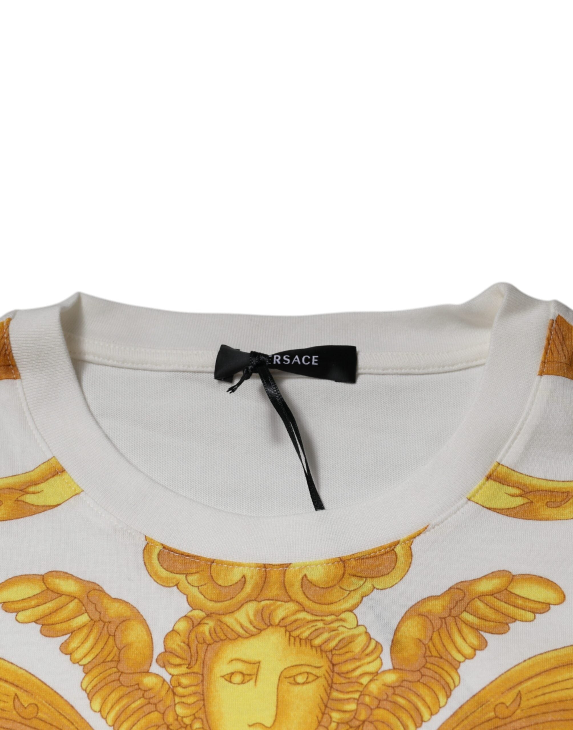 Versace – Weißes Baumwoll-T-Shirt mit Rundhalsausschnitt und Medusa-Print
