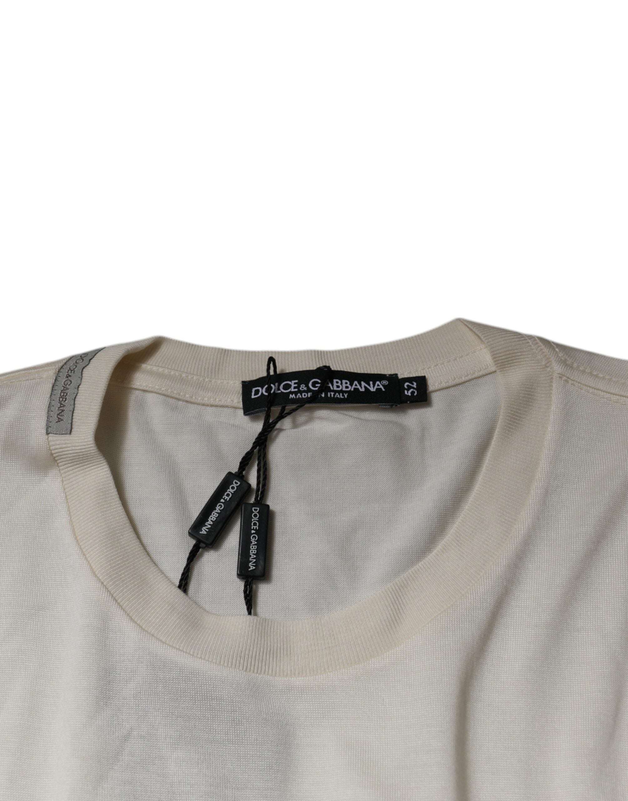 Dolce & Gabbana – Kurzärmliges T-Shirt mit Rundhalsausschnitt in Off-White