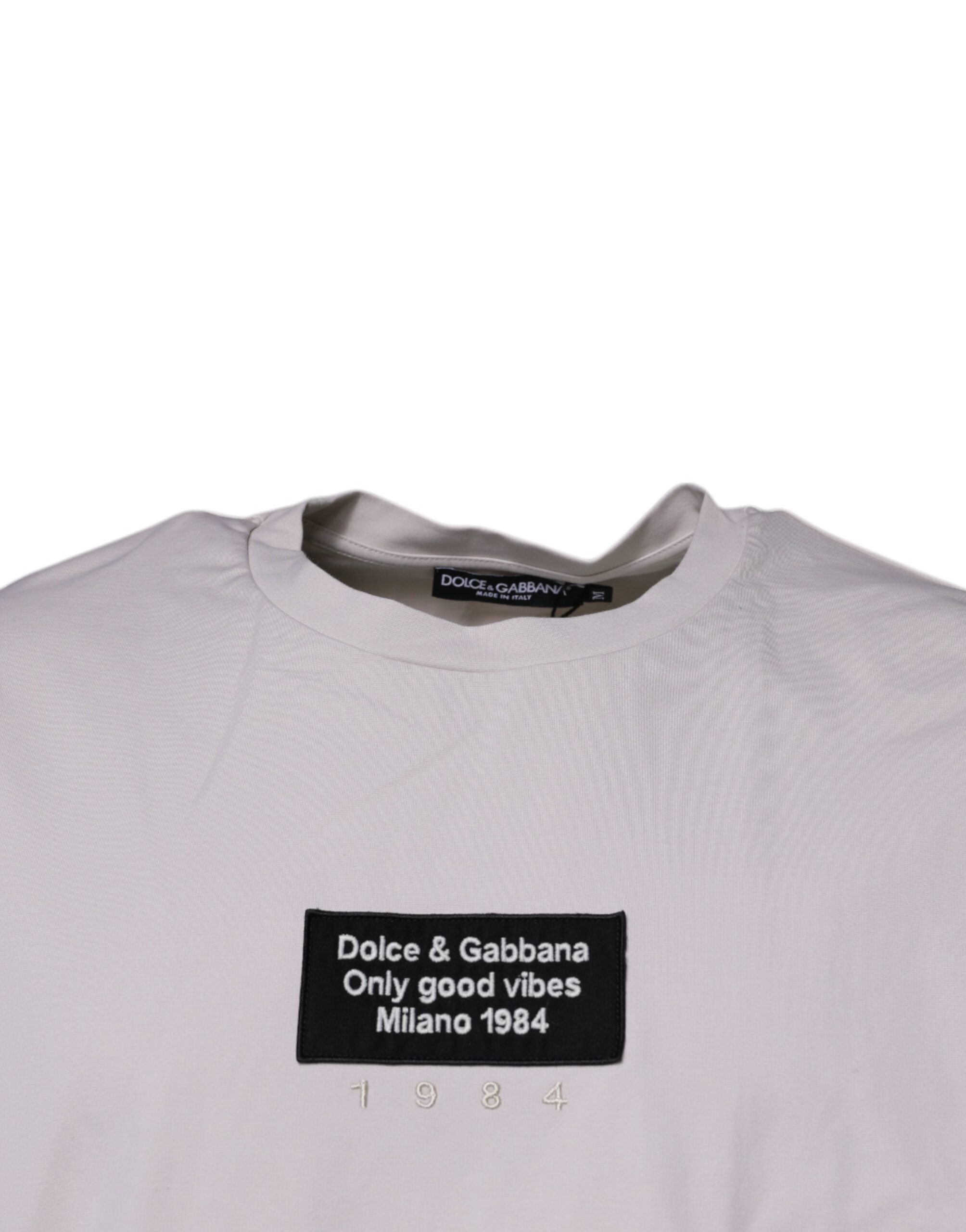 Dolce & Gabbana Beiges T-Shirt mit Rundhalsausschnitt und kurzen Ärmeln mit DG-Logo