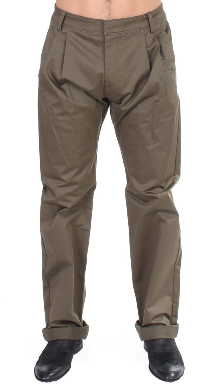 Pantaloni GF Ferre Elegant Green Comfort, croială dreaptă