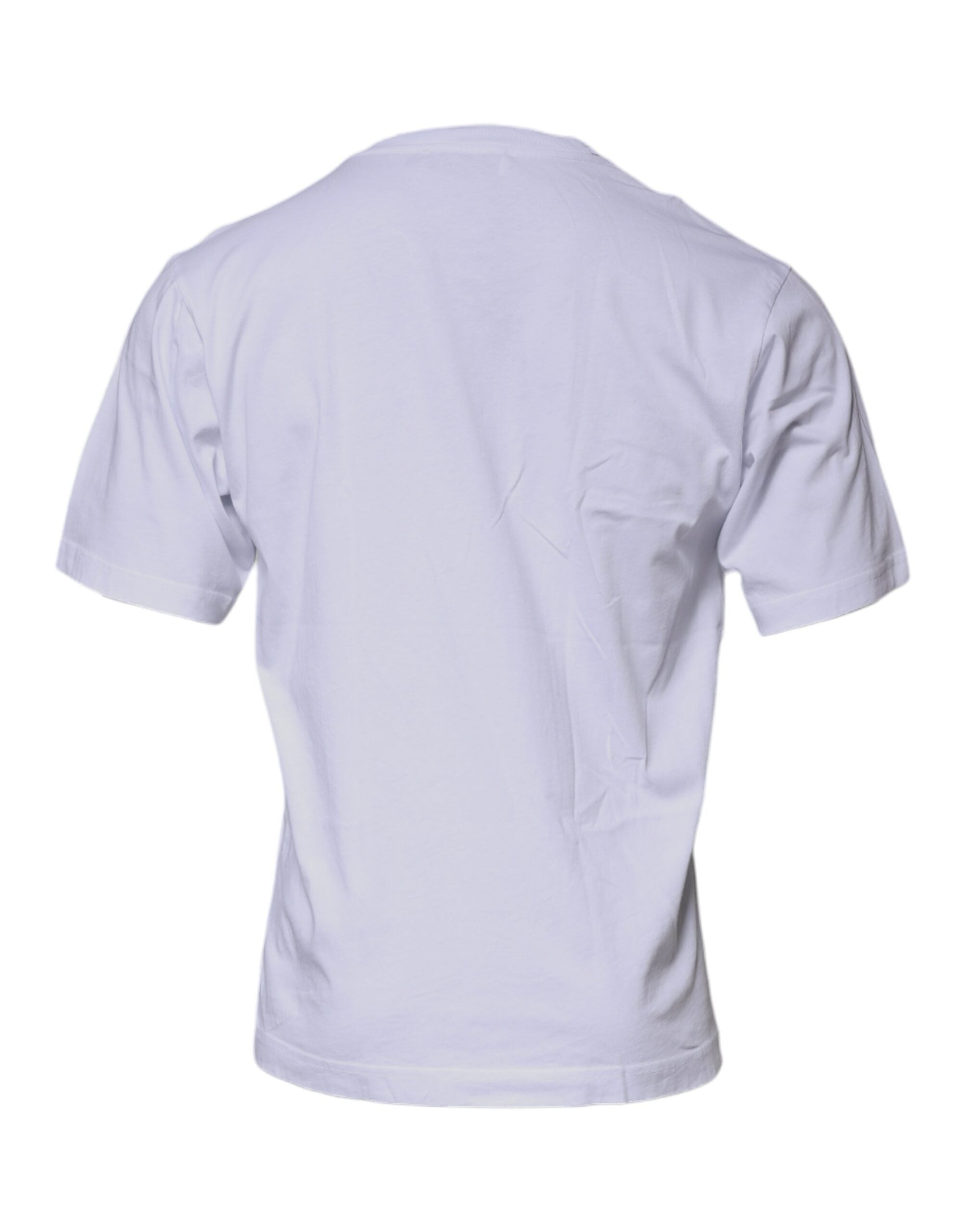 Tricou Dolce & Gabbana alb cu guler rotund din bumbac și logo DG