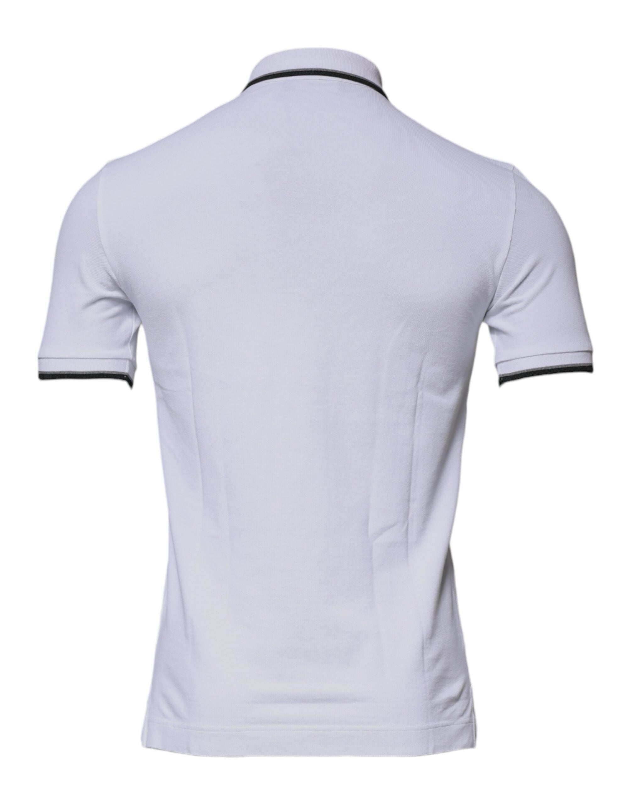 Tricou polo Dolce & Gabbana alb din bumbac cu guler crown