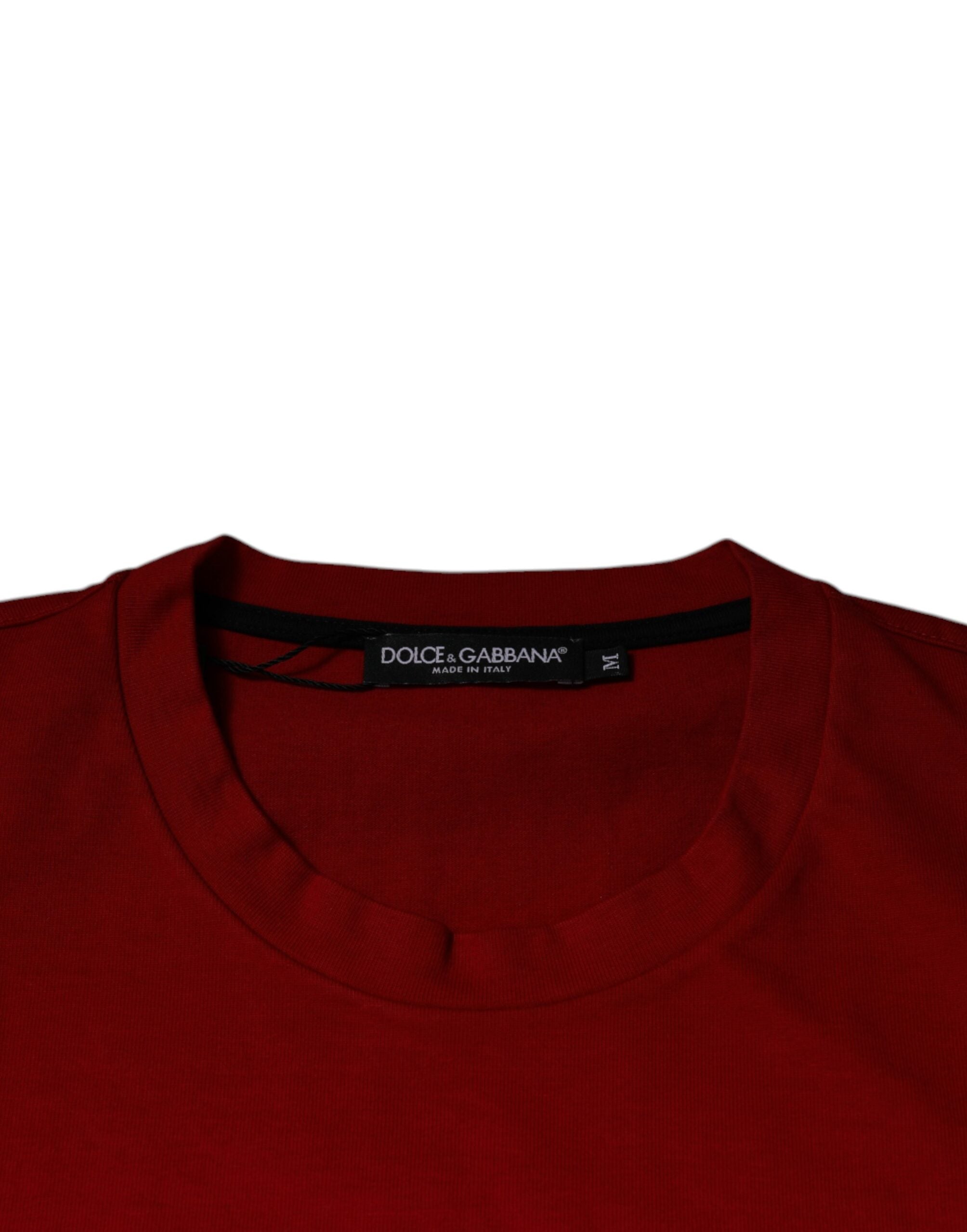 Tricou Dolce & Gabbana roșu cu guler rotund din bumbac DG Eye
