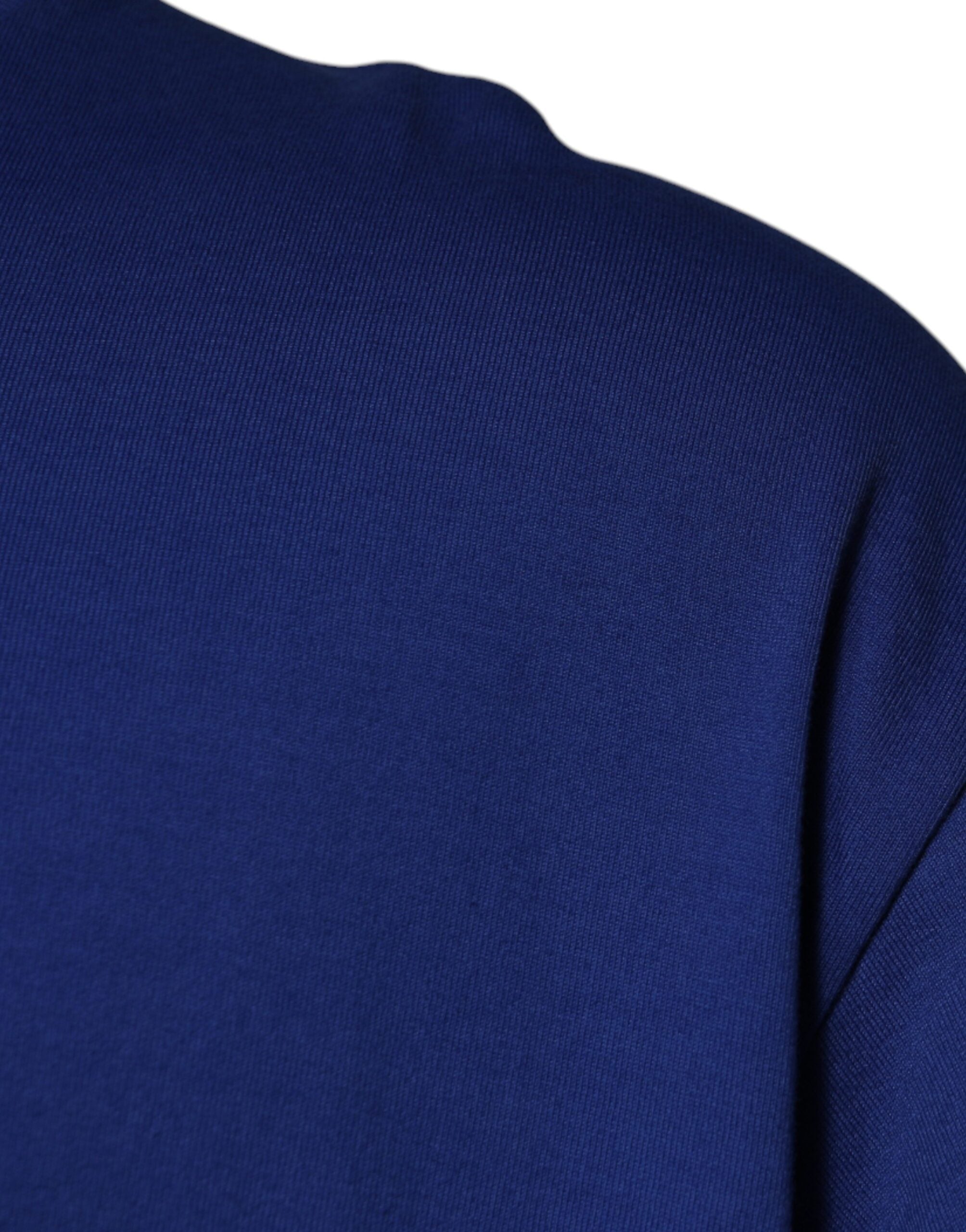 Dolce & Gabbana Tricou cu guler rotund pentru bărbați din bumbac cu imprimeu albastru cu logo