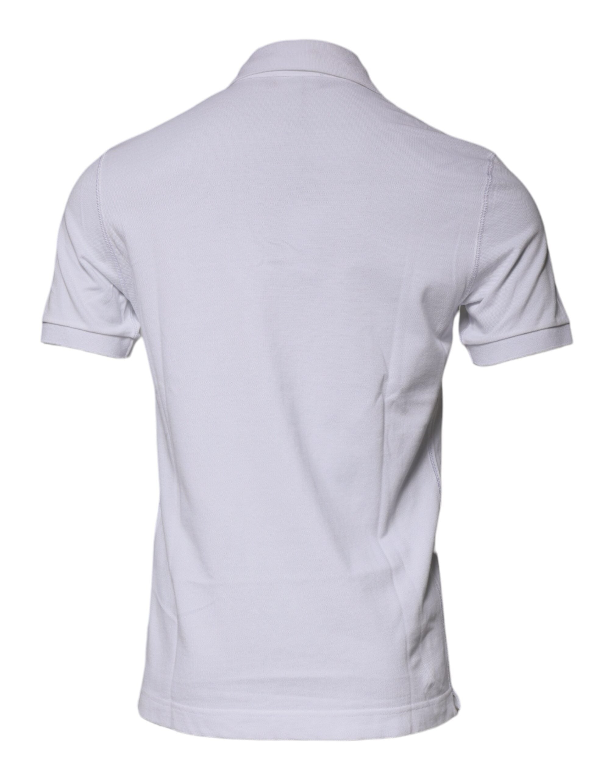 Tricou polo cu guler și logo din bumbac alb Dolce & Gabbana