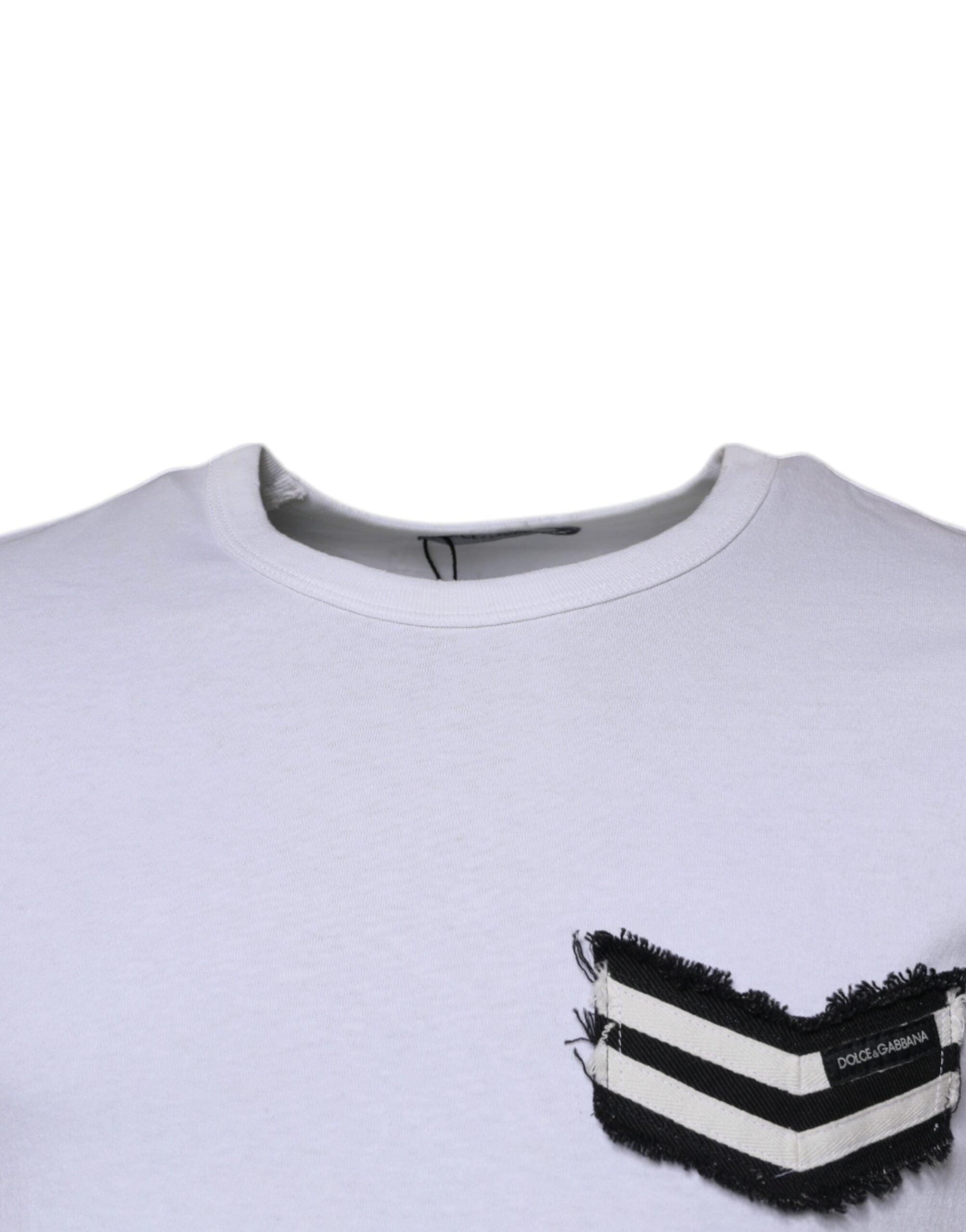 Tricou Dolce & Gabbana cu dungi albe și guler rotund și mânecă scurtă
