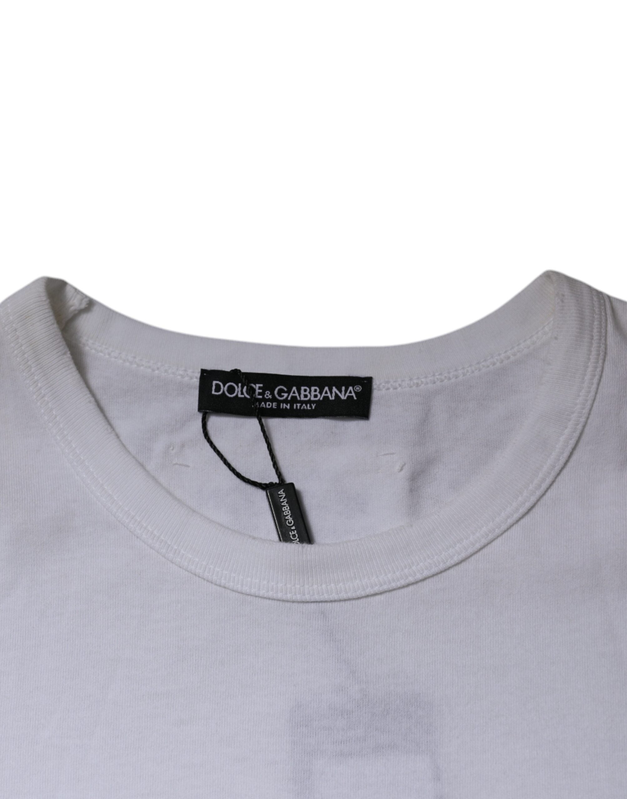 Tricou Dolce & Gabbana cu dungi albe și guler rotund și mânecă scurtă