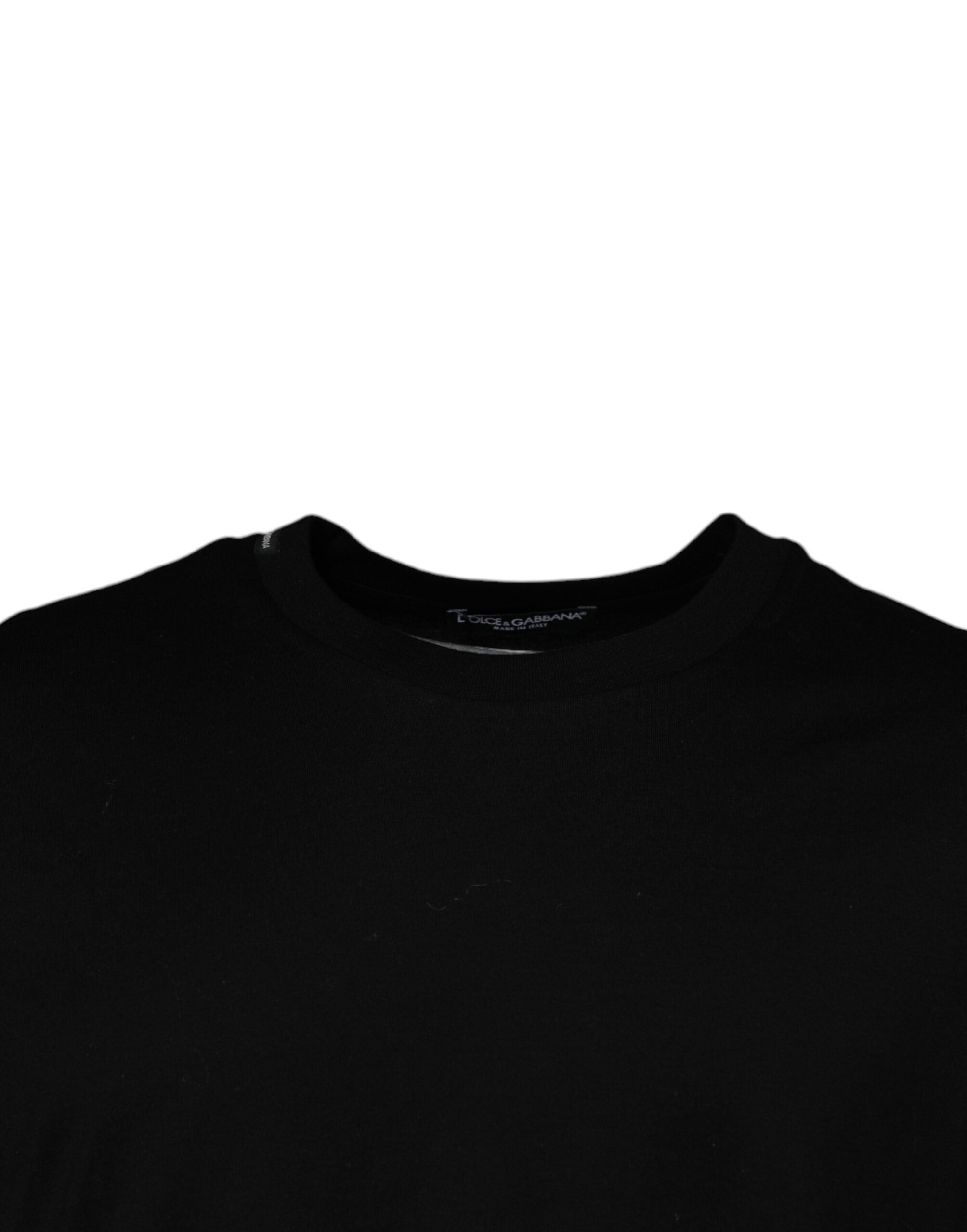 Tricou Dolce & Gabbana negru cu guler rotund și mânecă scurtă