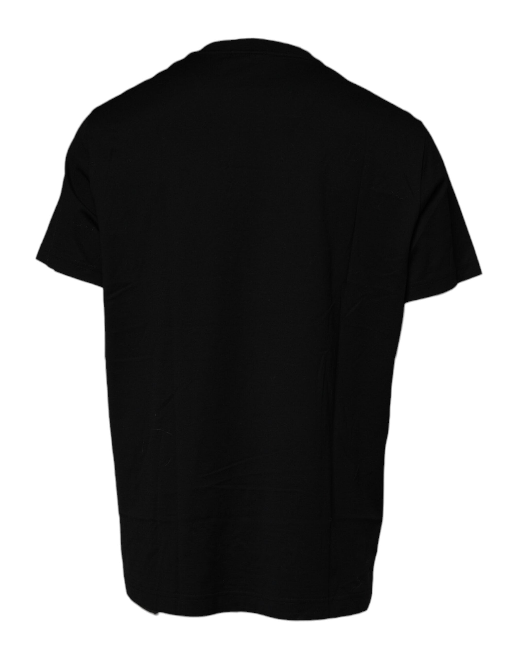 Tricou Dolce & Gabbana negru cu guler rotund și mânecă scurtă