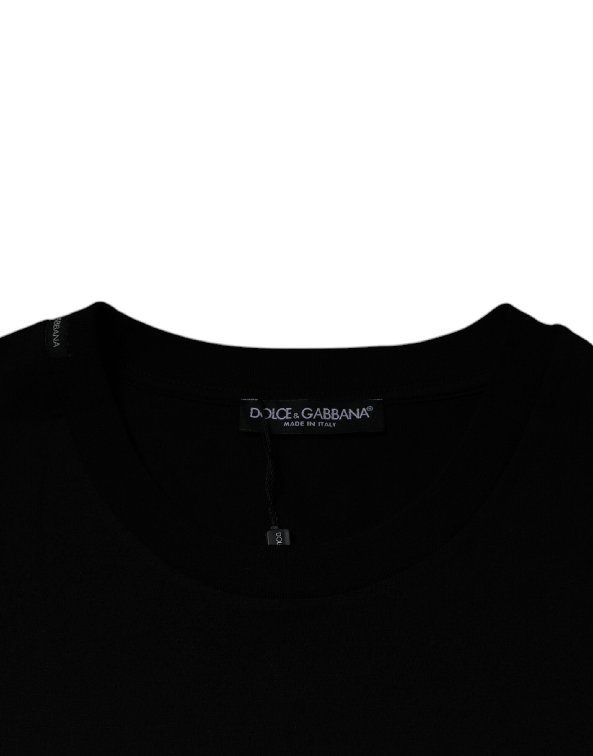 Tricou Dolce & Gabbana negru cu guler rotund și mânecă scurtă