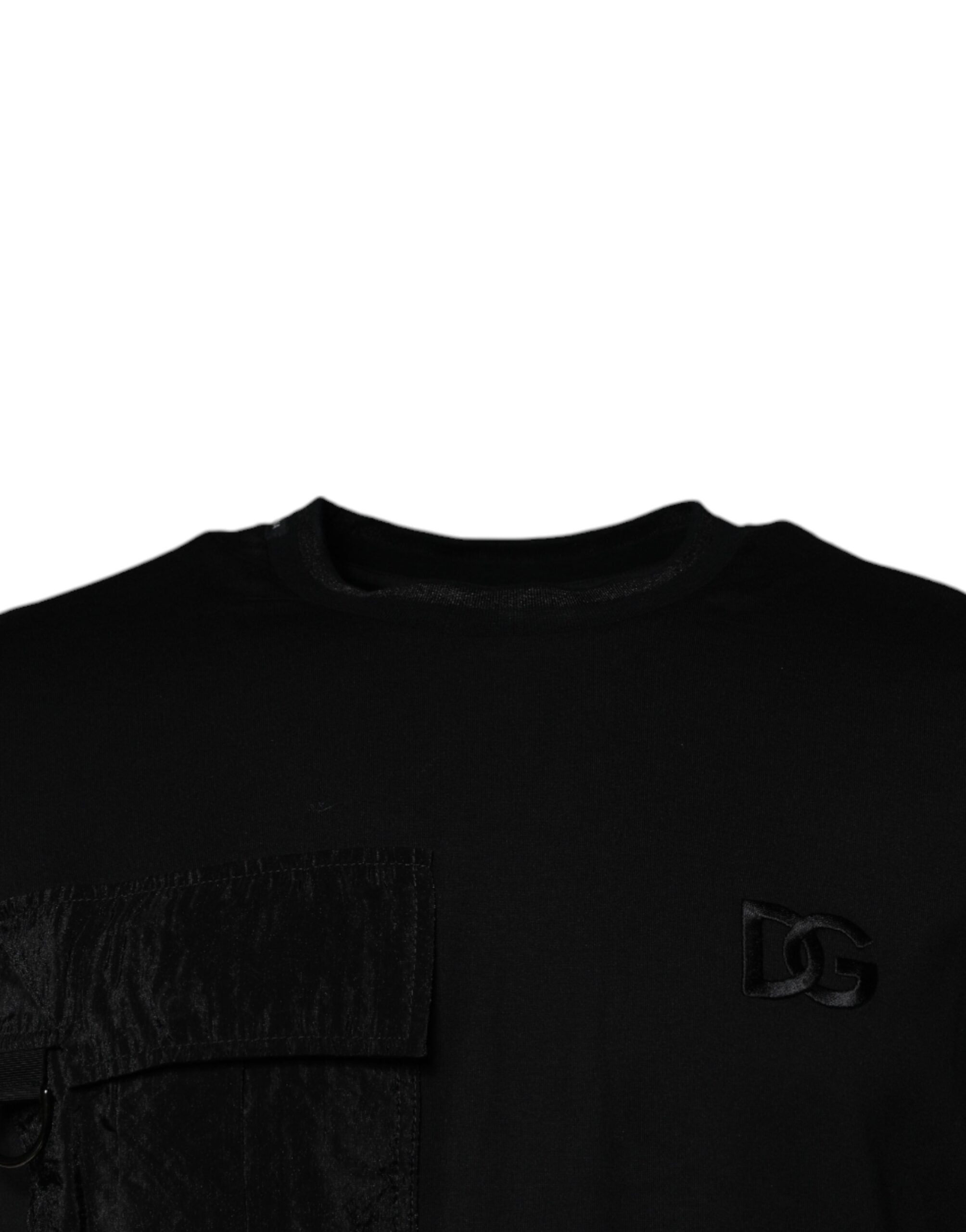 Tricou Dolce & Gabbana negru cu guler rotund și mânecă scurtă