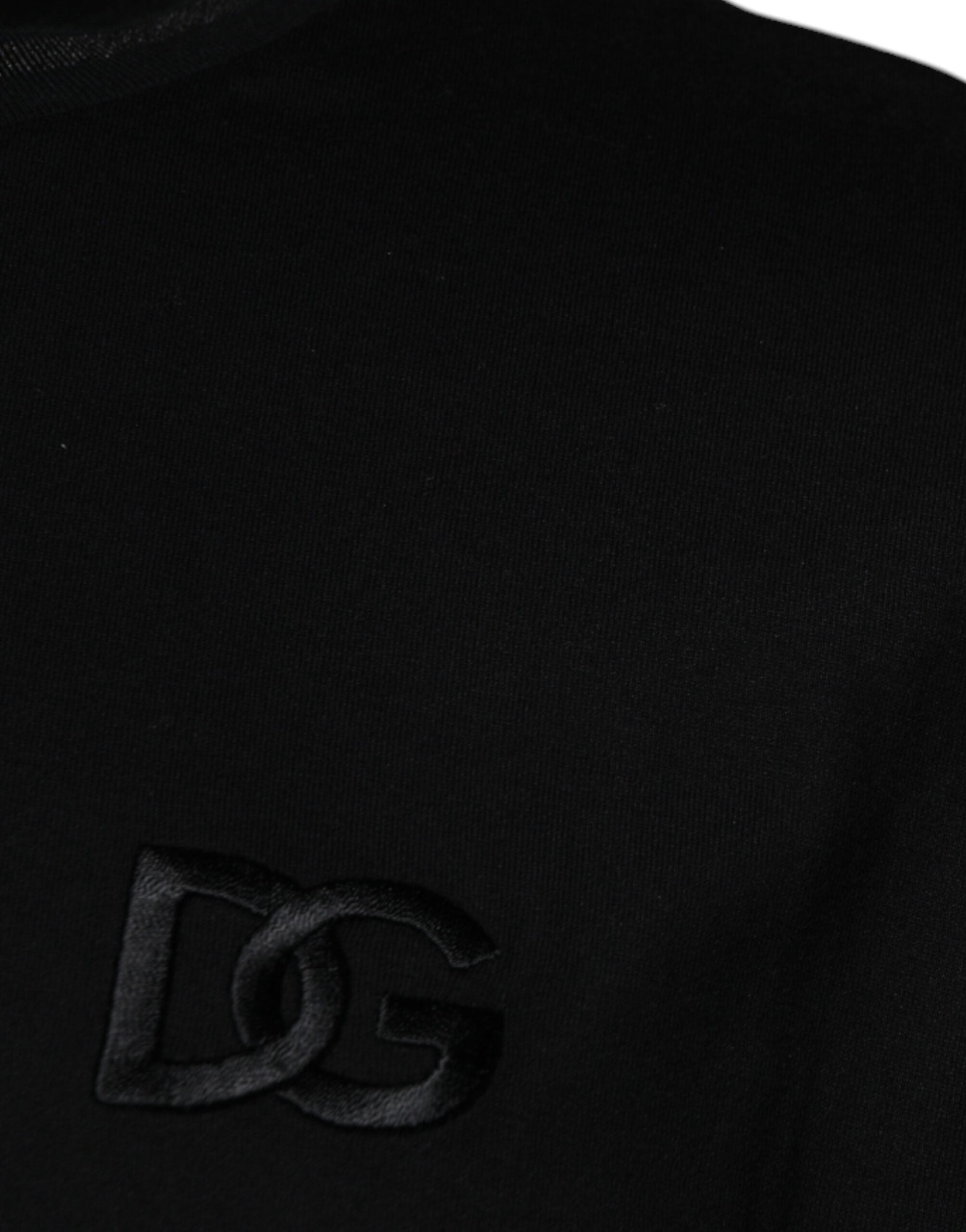 Tricou Dolce & Gabbana negru cu guler rotund și mânecă scurtă
