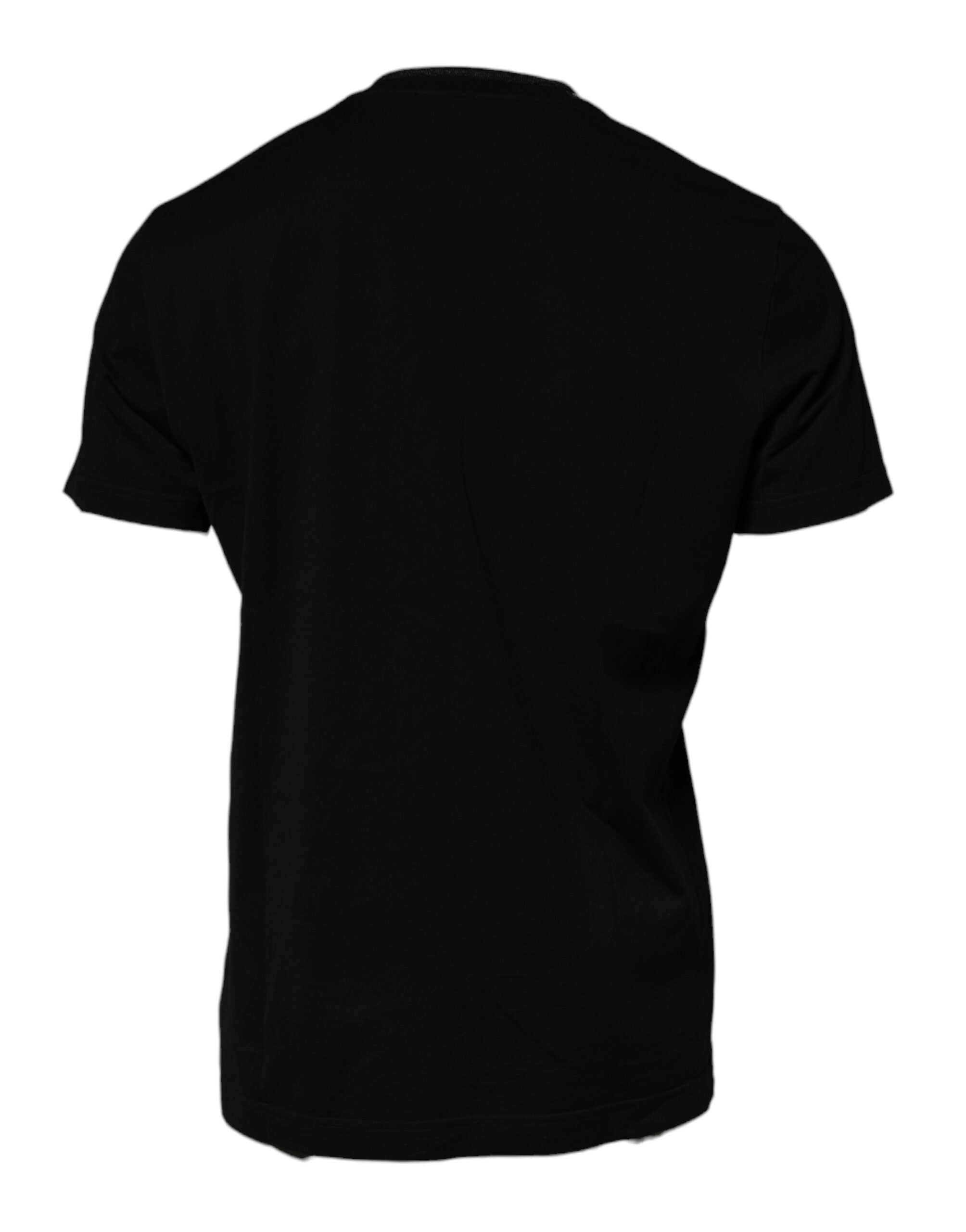 Tricou Dolce & Gabbana negru cu guler rotund și mânecă scurtă