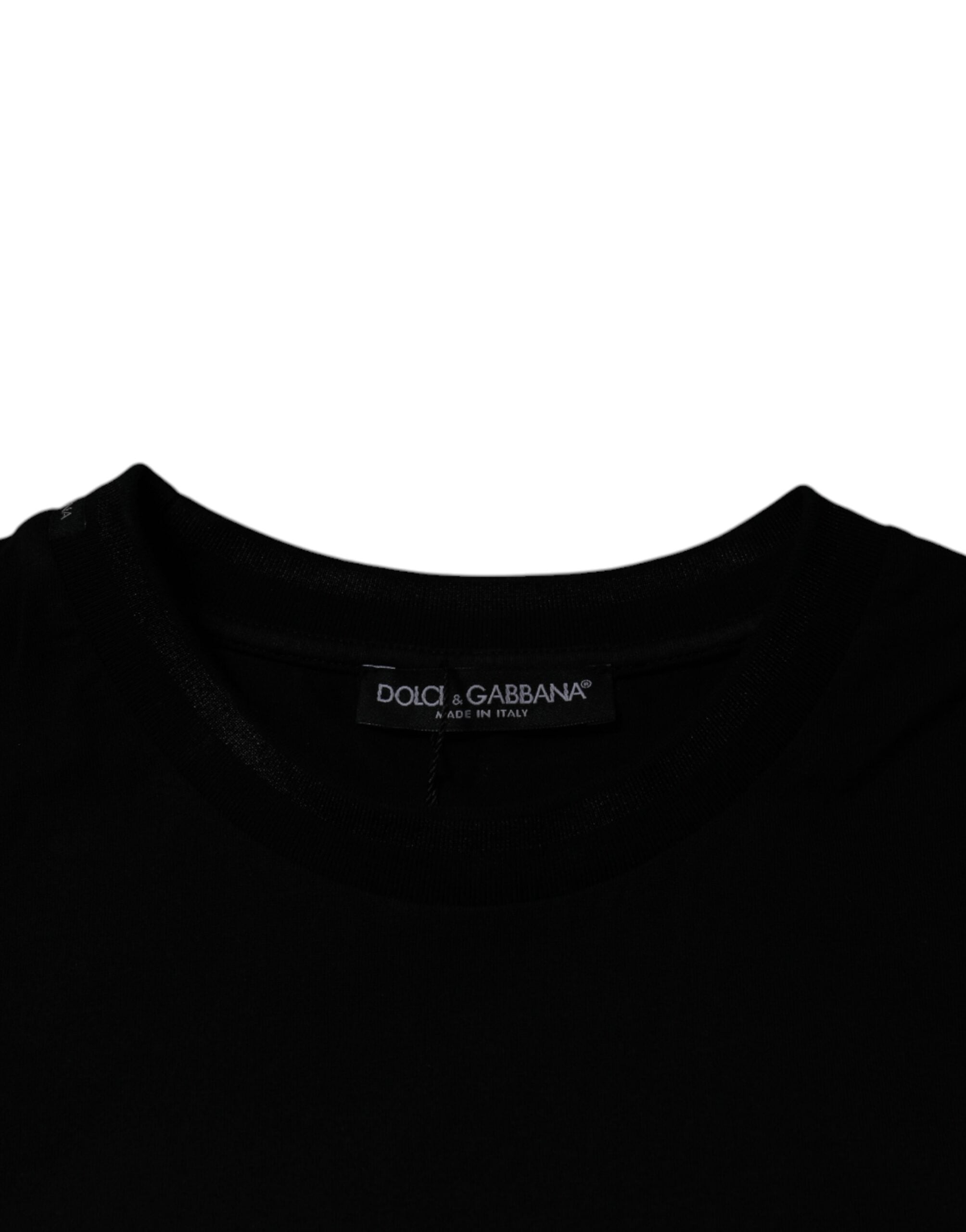 Tricou Dolce & Gabbana negru cu guler rotund și mânecă scurtă