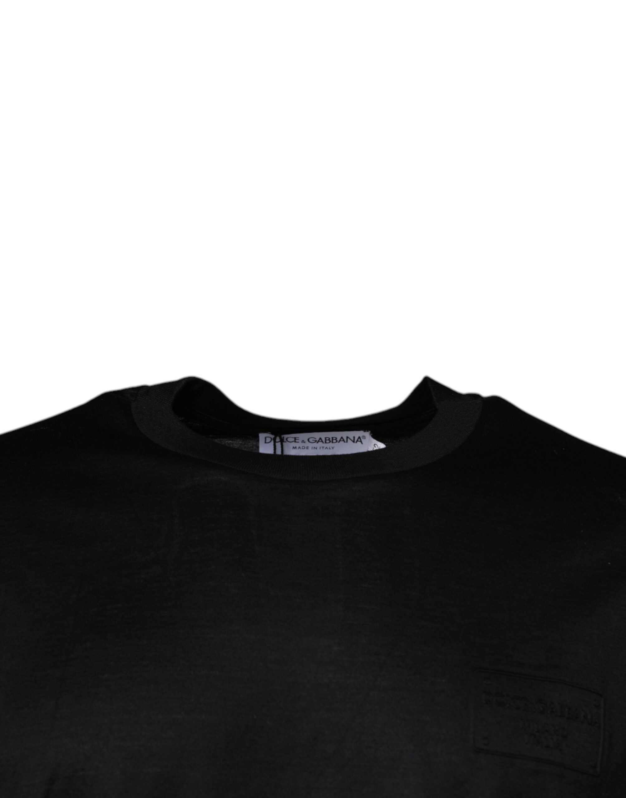 Tricou Dolce & Gabbana negru cu guler rotund și mânecă scurtă