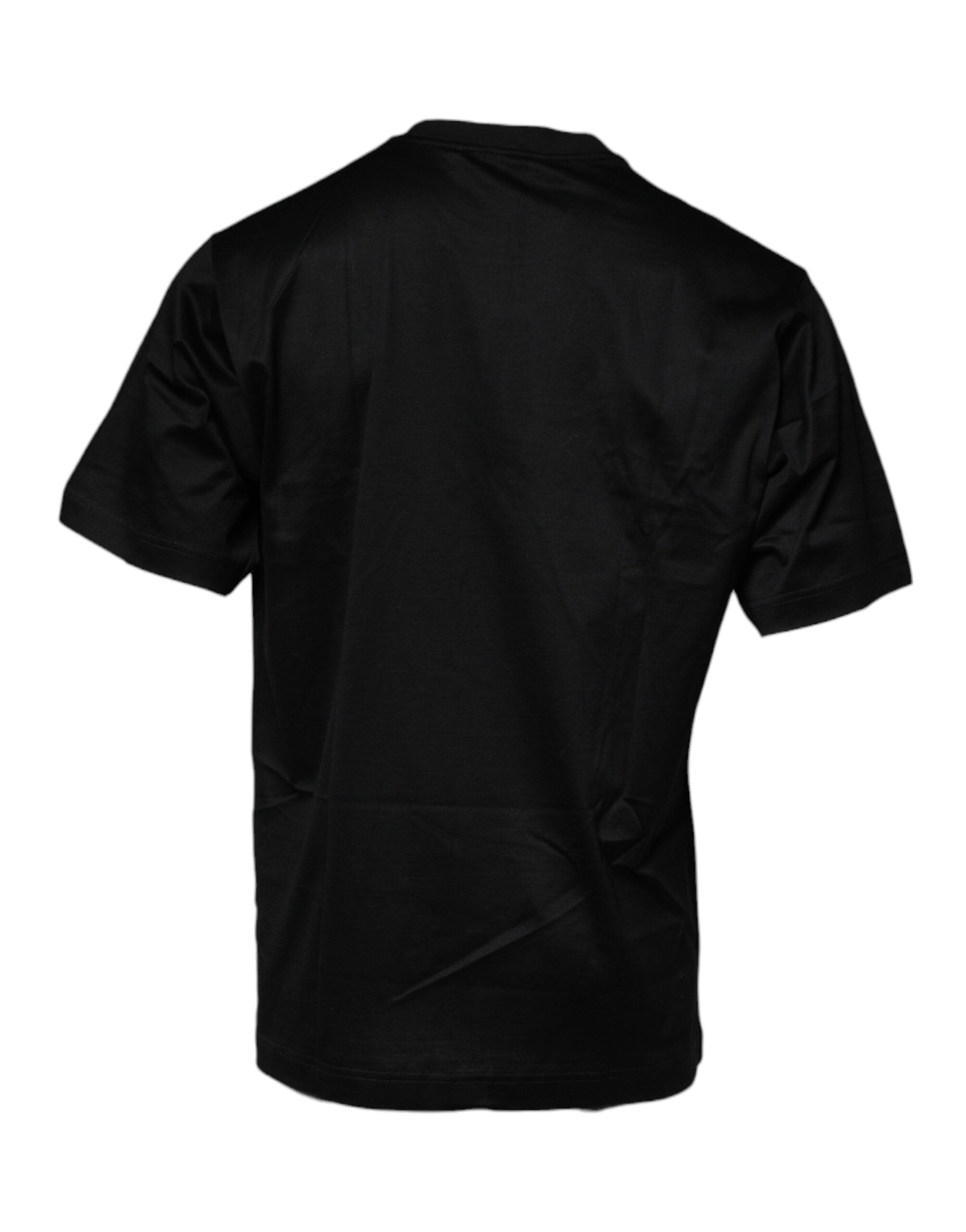 Tricou Dolce & Gabbana negru cu guler rotund și mânecă scurtă