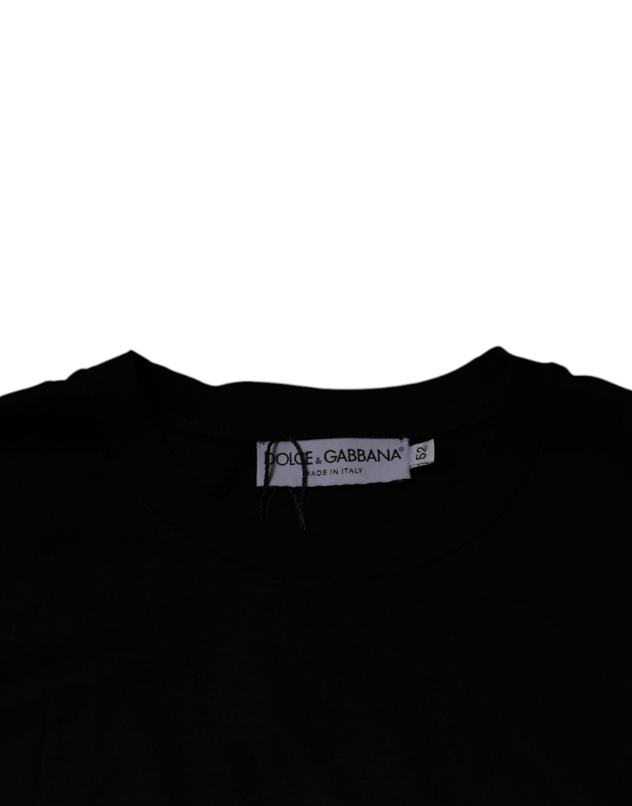 Tricou Dolce & Gabbana negru cu guler rotund și mânecă scurtă