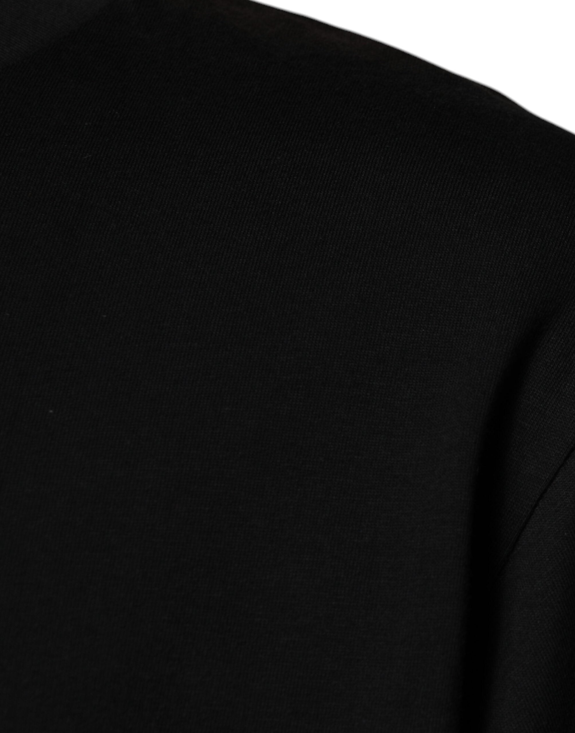 Tricou Dolce & Gabbana negru cu guler rotund și mânecă scurtă