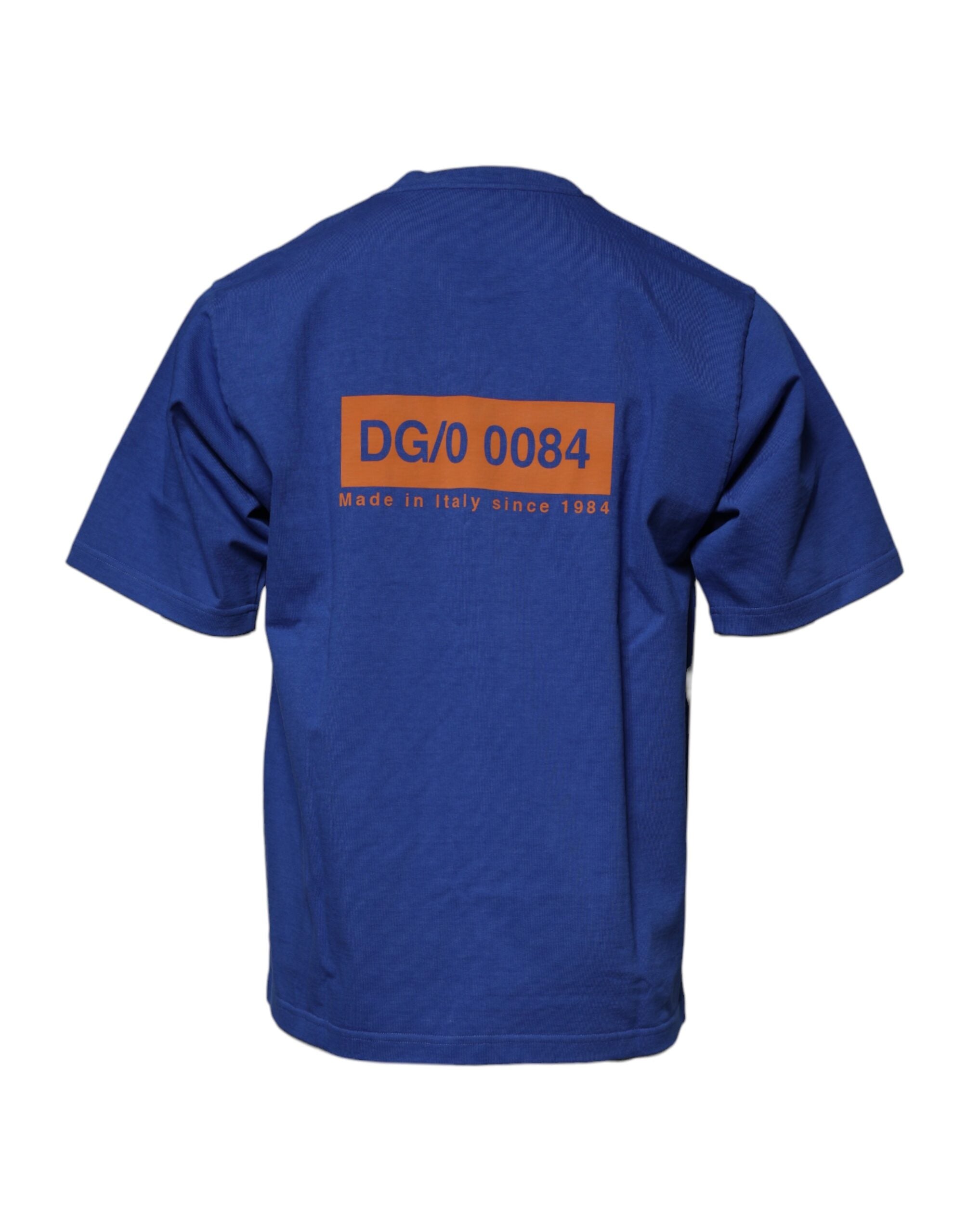 Tricou Dolce & Gabbana albastru cu imprimeu grafic și guler rotund din bumbac
