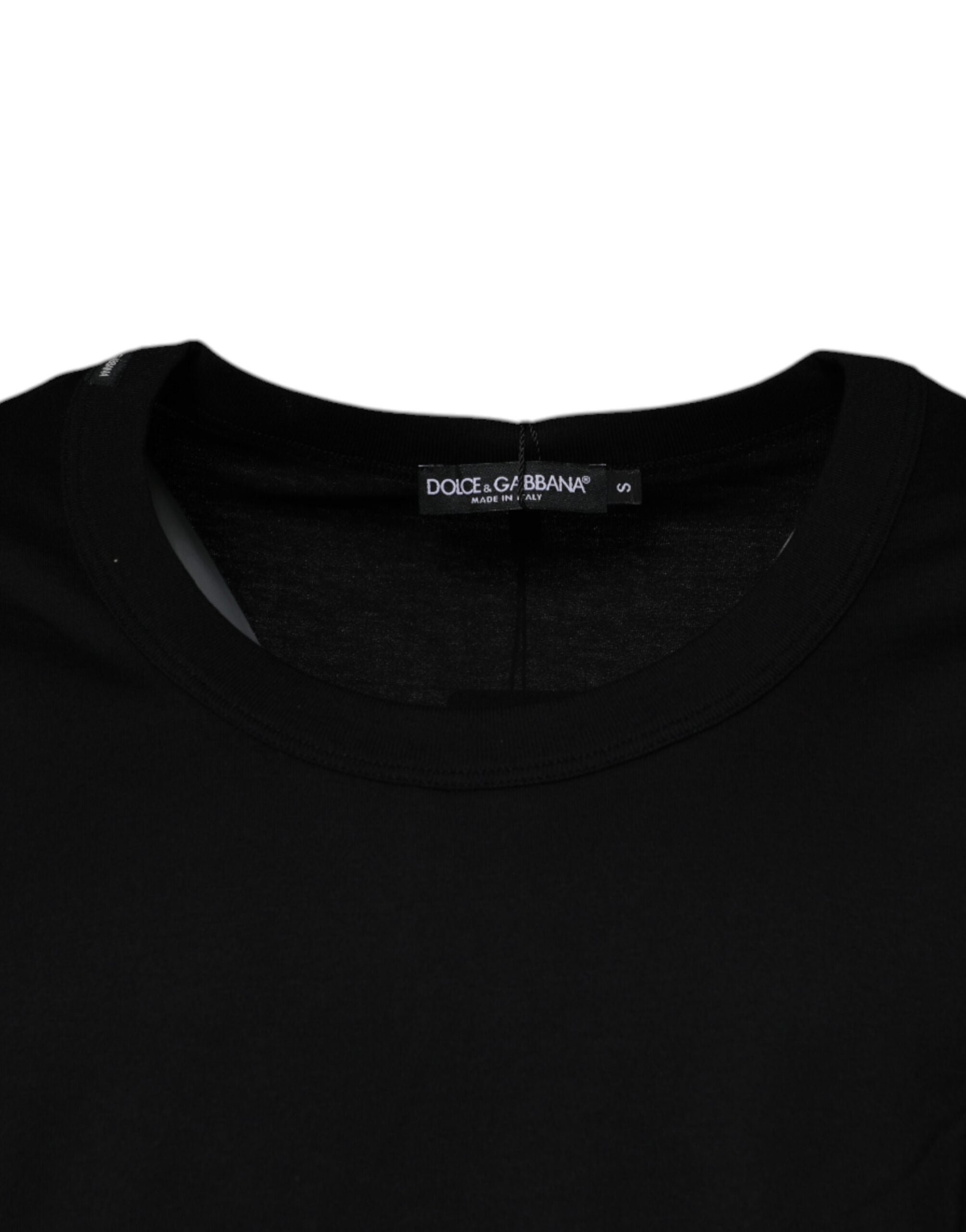 Tricou Dolce & Gabbana negru din bumbac, cu guler rotund, fără mâneci