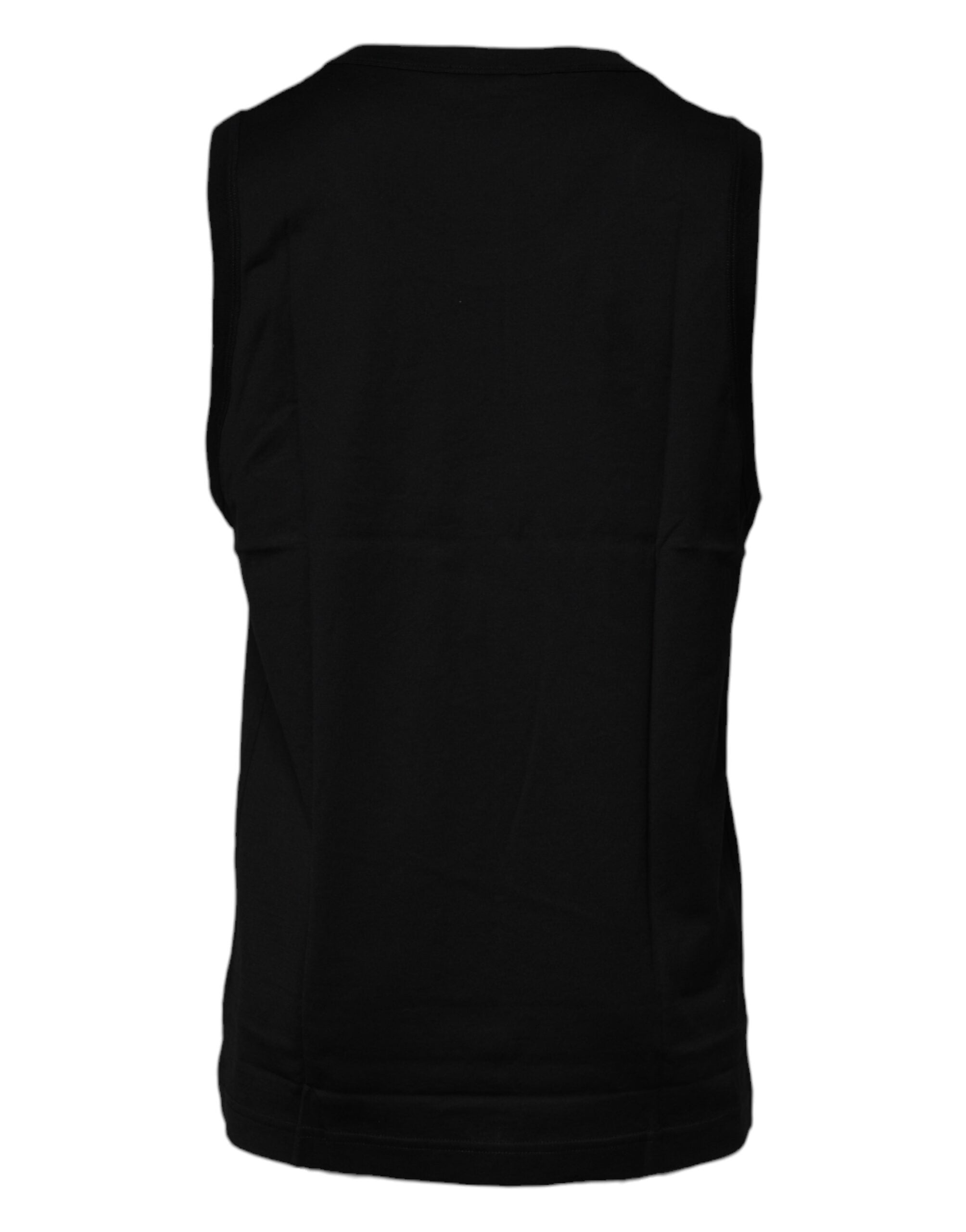 Tricou Dolce & Gabbana negru din bumbac, cu guler rotund, fără mâneci