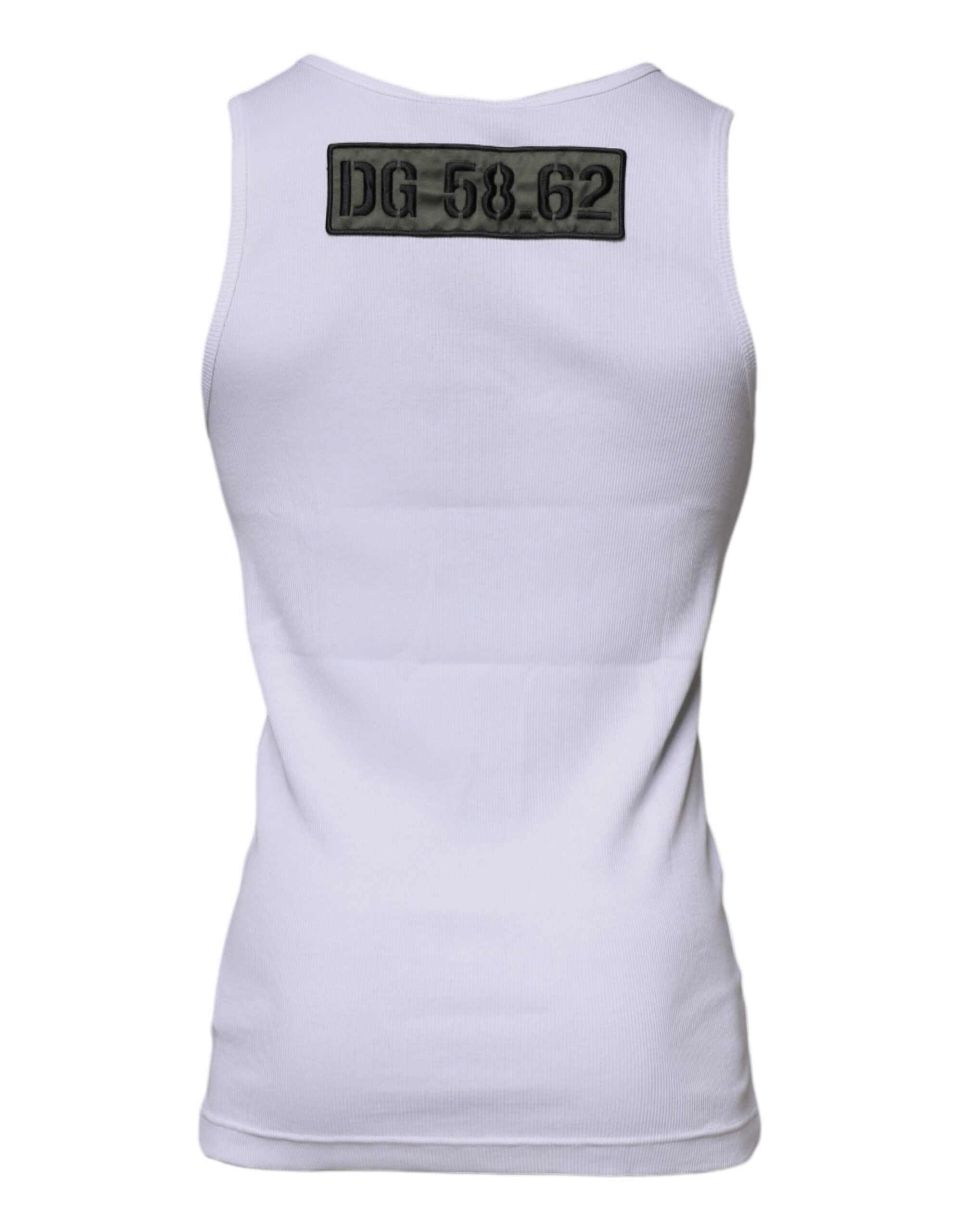 Tricou Dolce & Gabbana alb din bumbac, cu guler rotund, fără mâneci