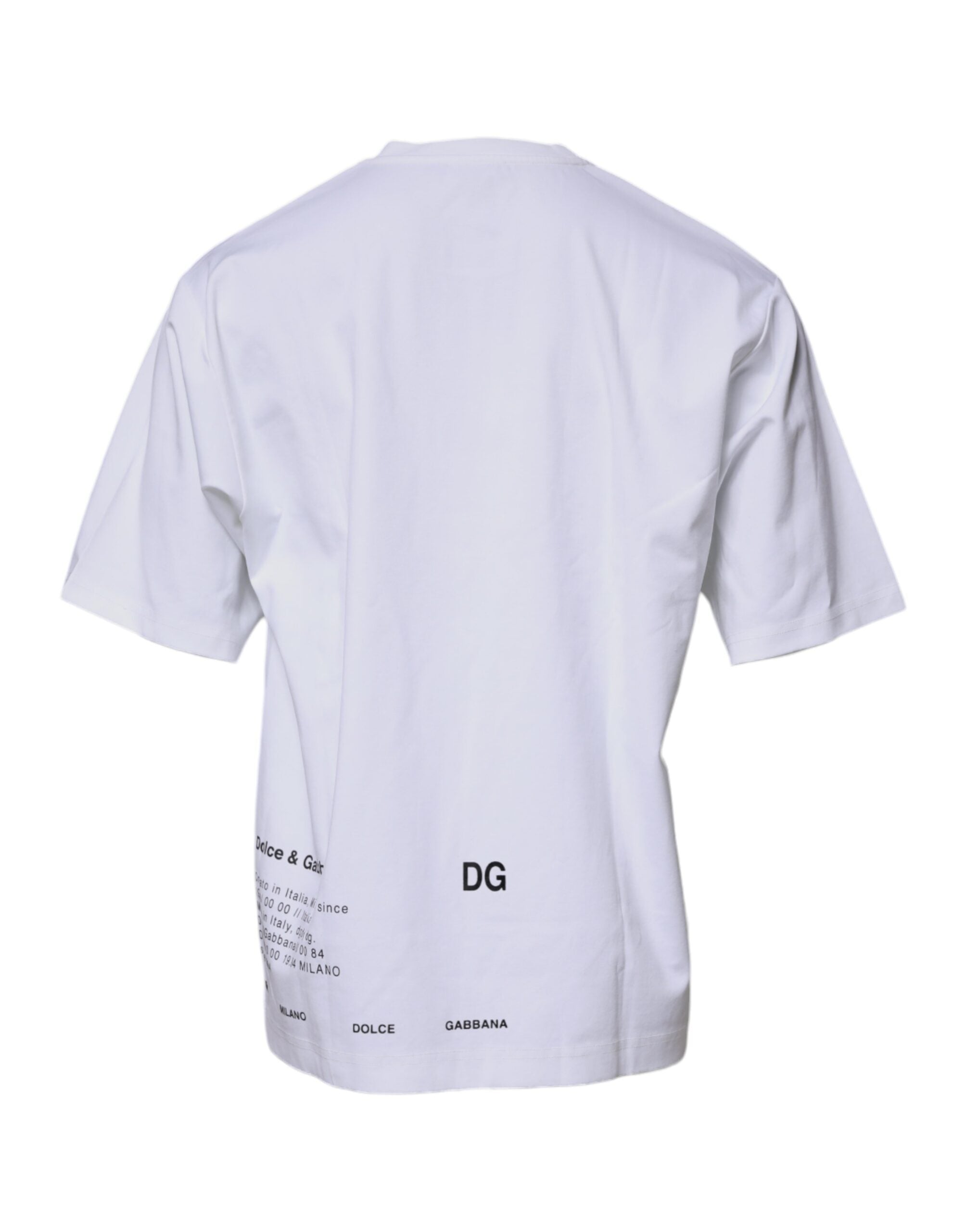 Tricou Dolce & Gabbana alb cu guler rotund din bumbac și logo DG