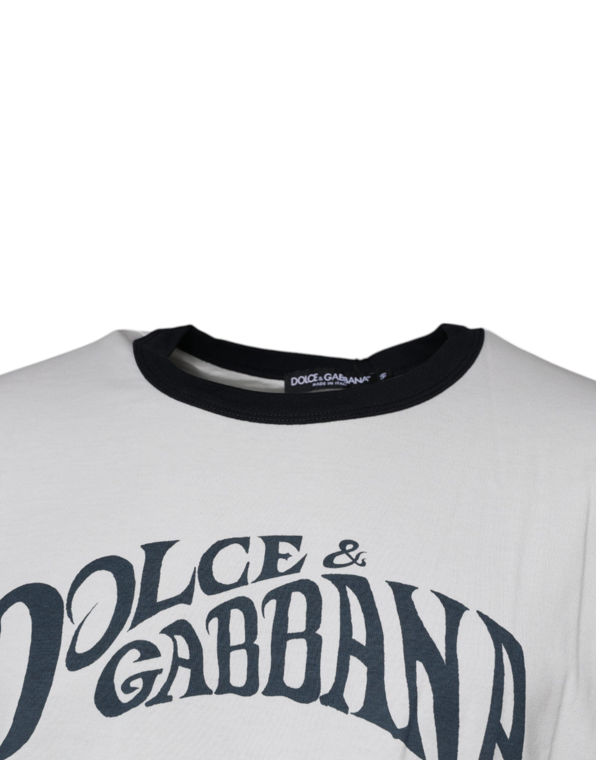 Tricou Dolce & Gabbana alb cu imprimeu grafic și guler rotund din bumbac