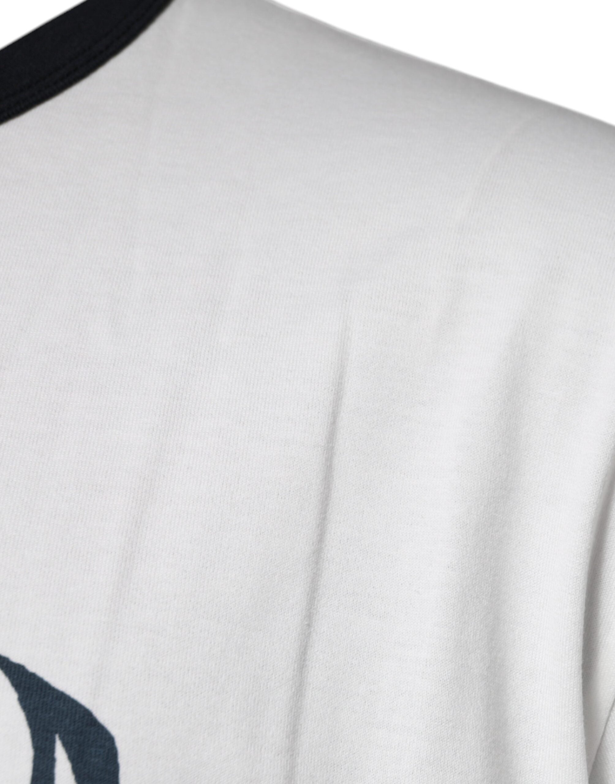 Tricou Dolce & Gabbana alb cu imprimeu grafic și guler rotund din bumbac