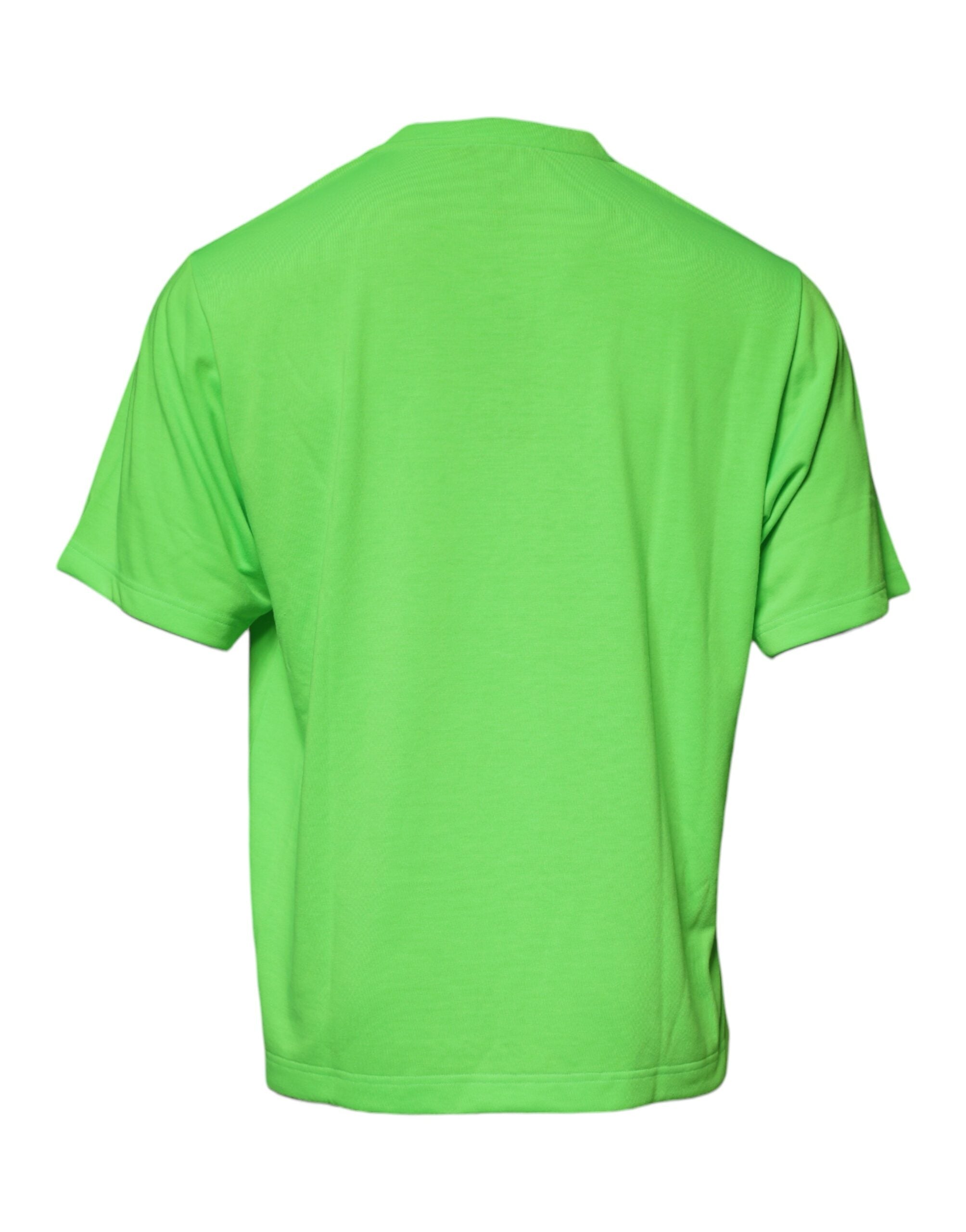 Tricou Dolce & Gabbana verde cu guler rotund din bumbac și logo DG