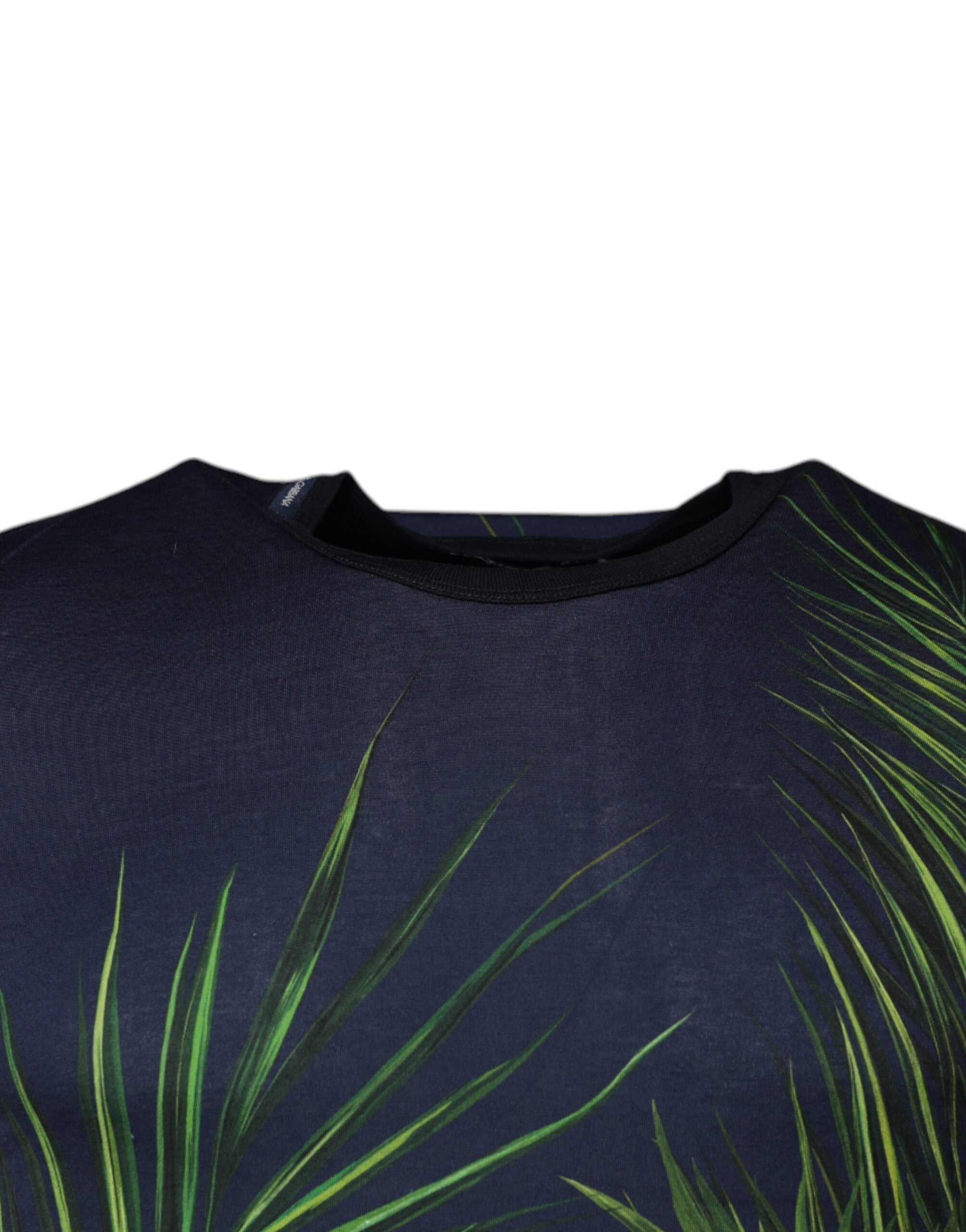 Dolce & Gabbana – Kurzärmliges T-Shirt mit Rundhalsausschnitt und blauem Baumdruck