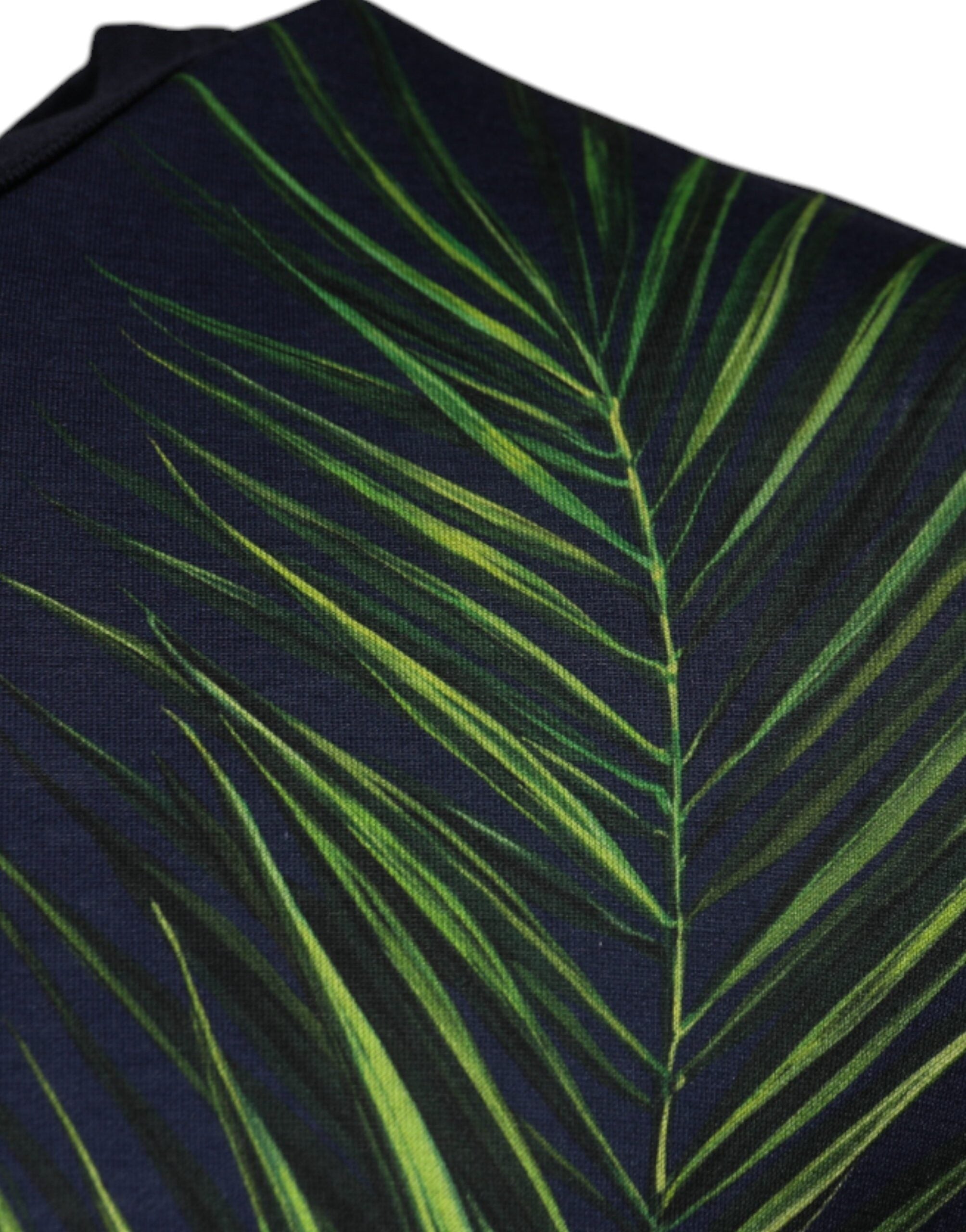 Dolce & Gabbana – Kurzärmliges T-Shirt mit Rundhalsausschnitt und blauem Baumdruck
