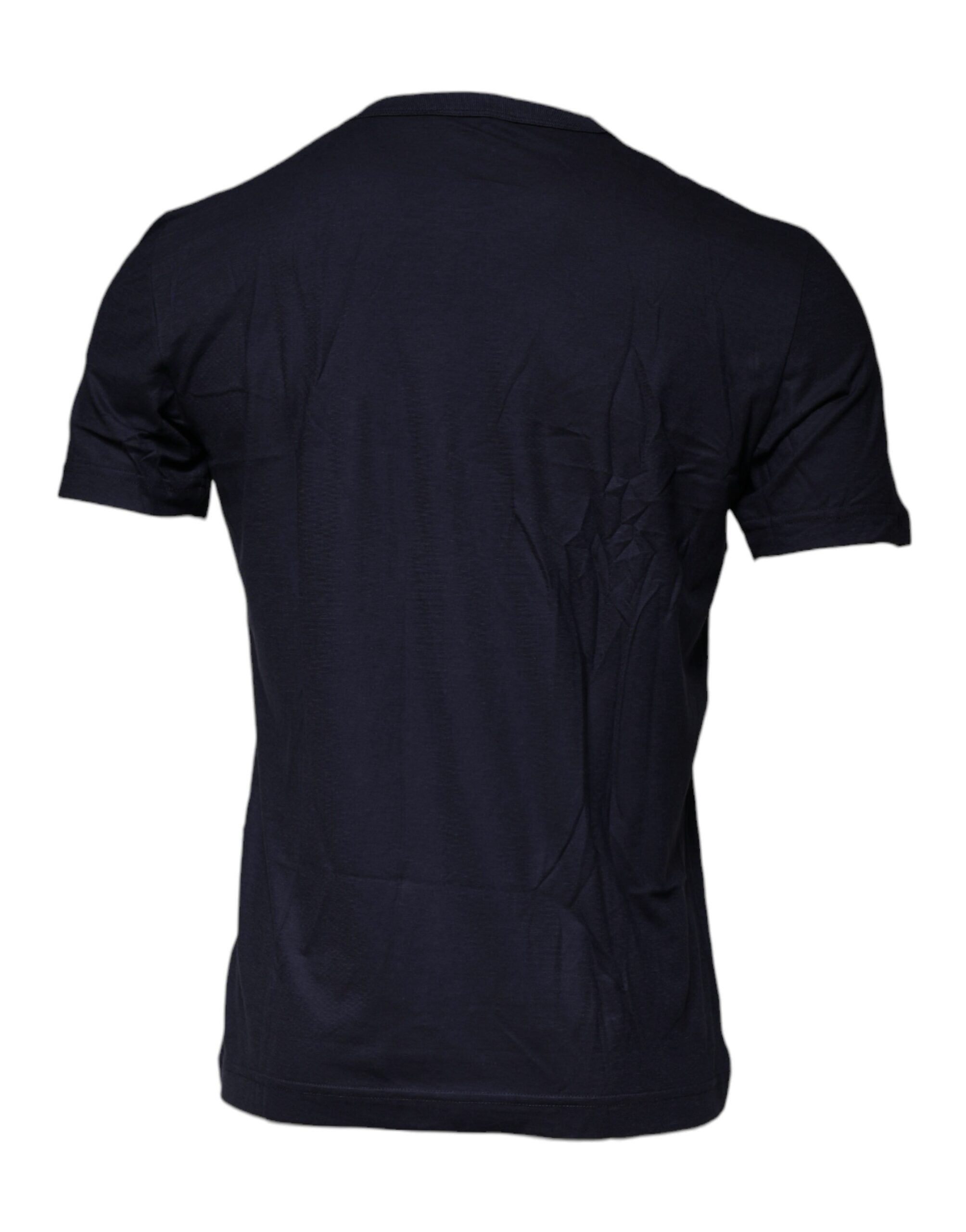 Tricou Dolce & Gabbana albastru cu guler rotund din bumbac D&G King Of Love