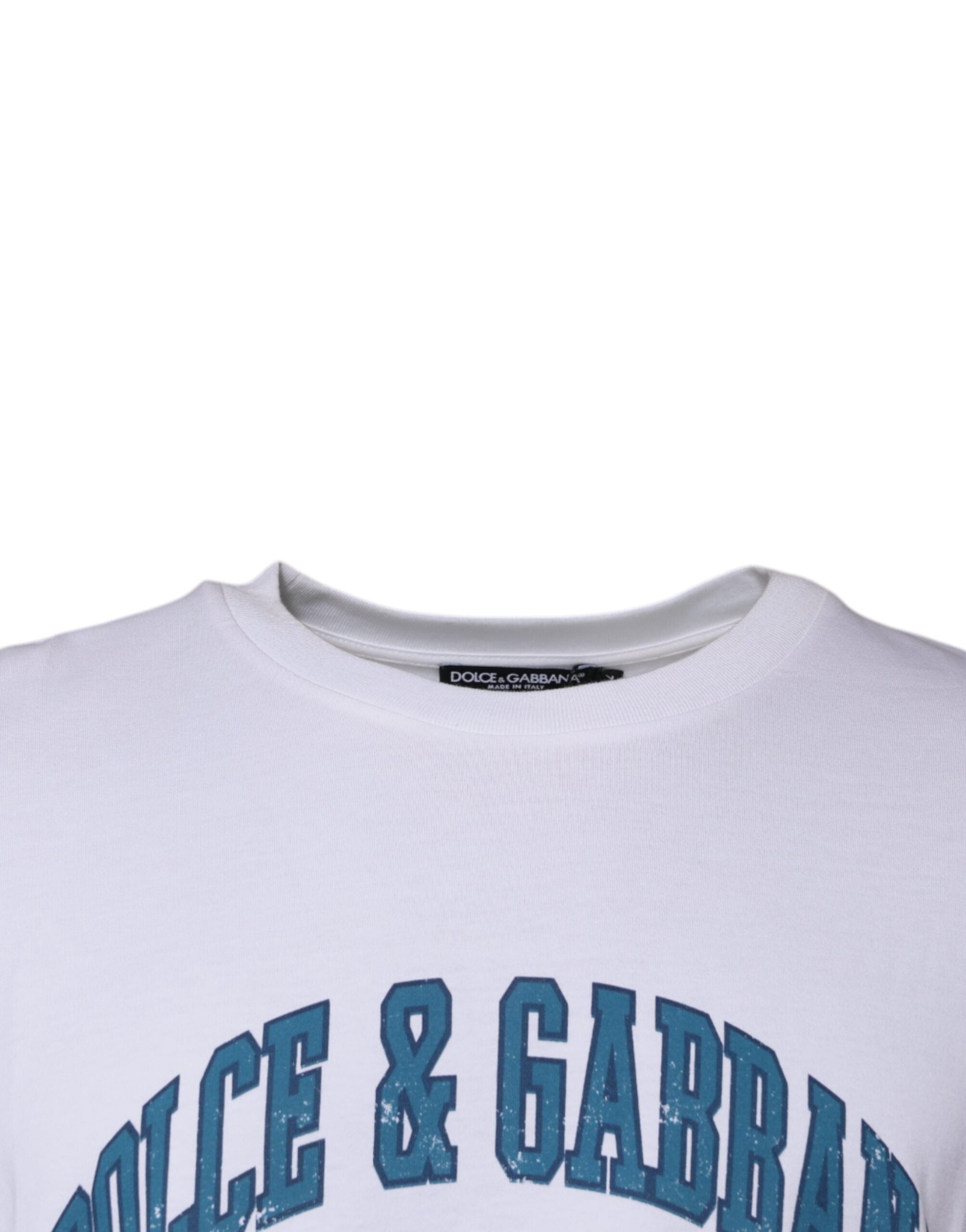 Tricou Dolce & Gabbana alb cu guler rotund din bumbac DG Milano