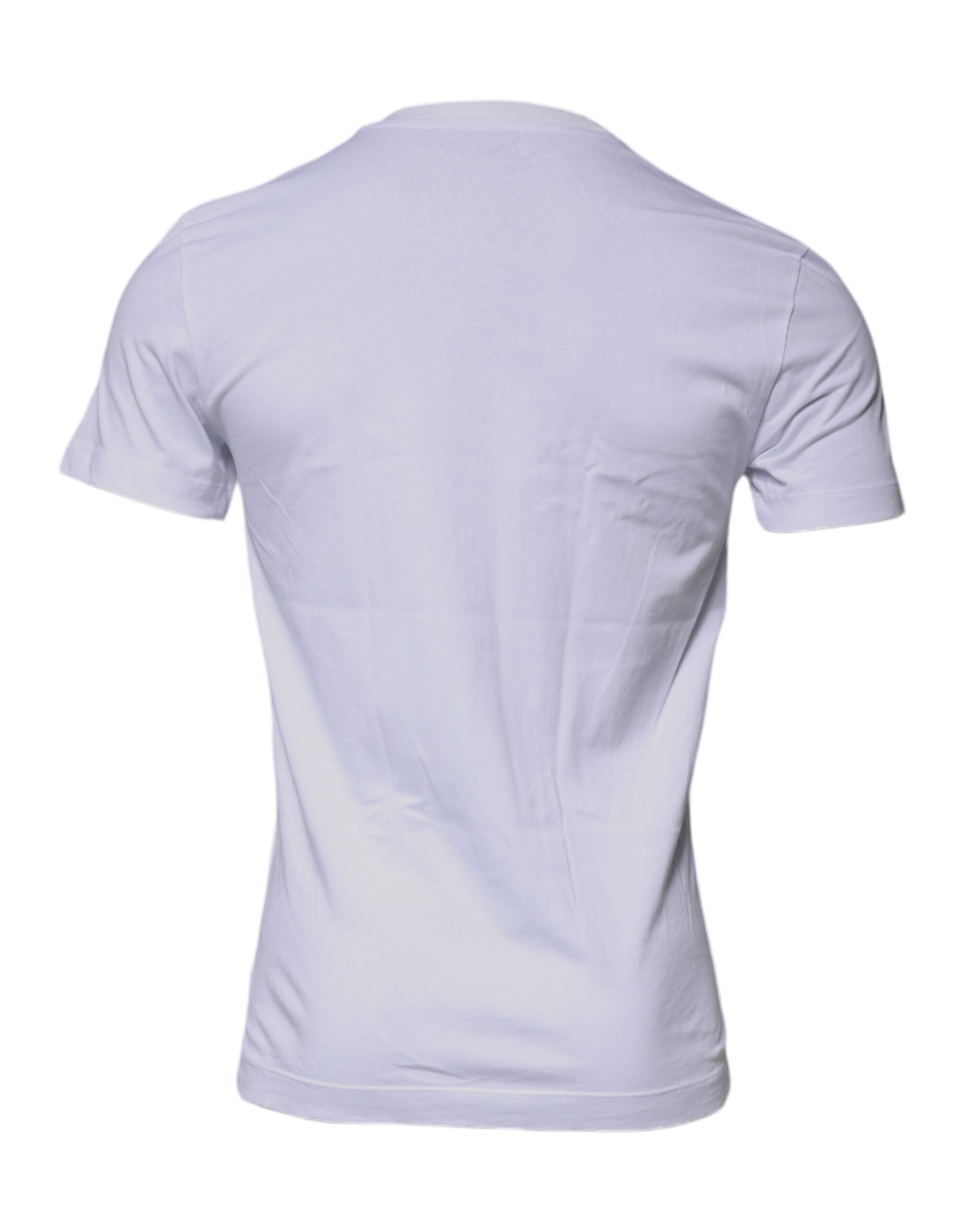 Tricou Dolce & Gabbana alb cu guler rotund din bumbac și logo DG