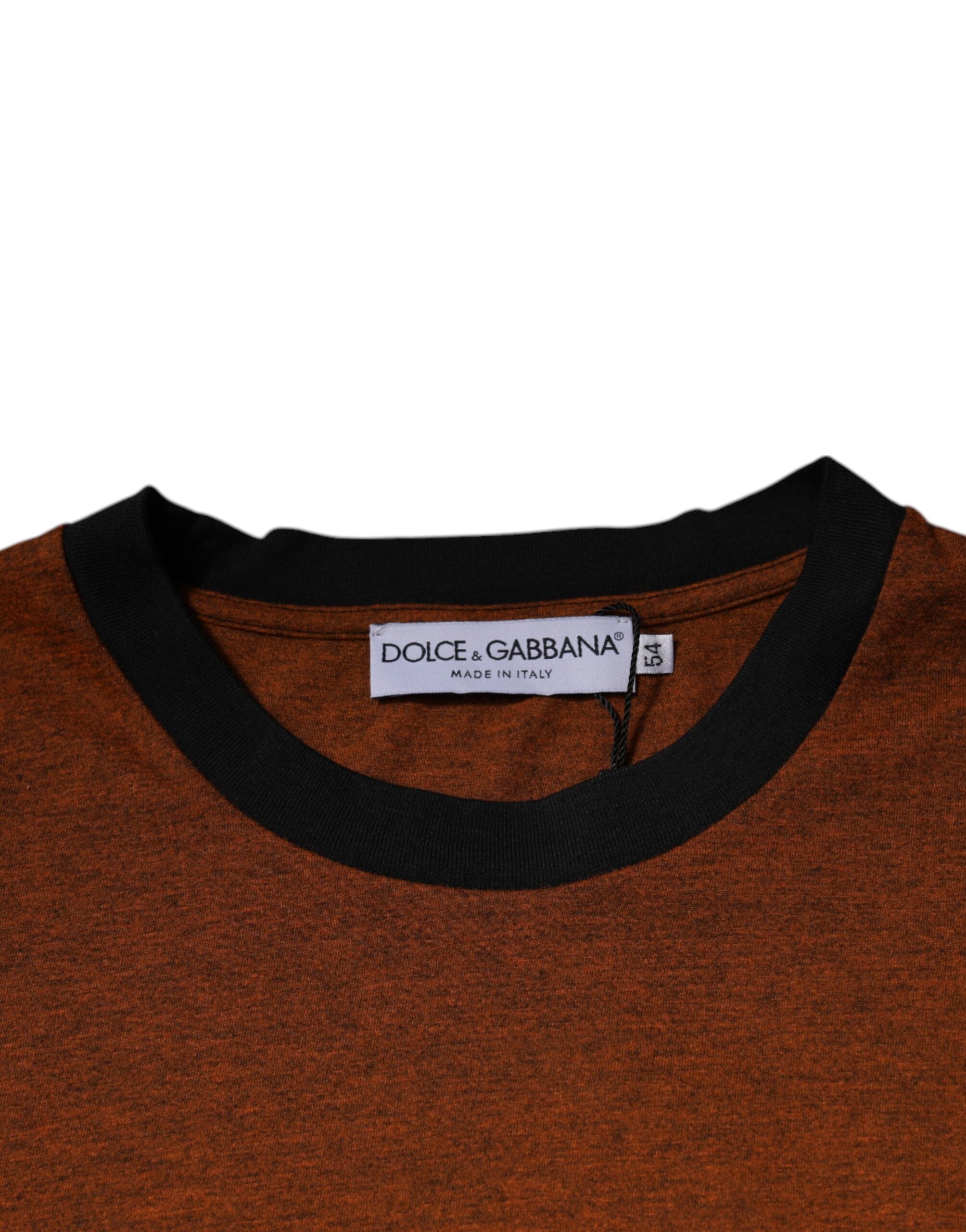 Tricou Dolce & Gabbana maro cu guler rotund din bumbac și logo DG