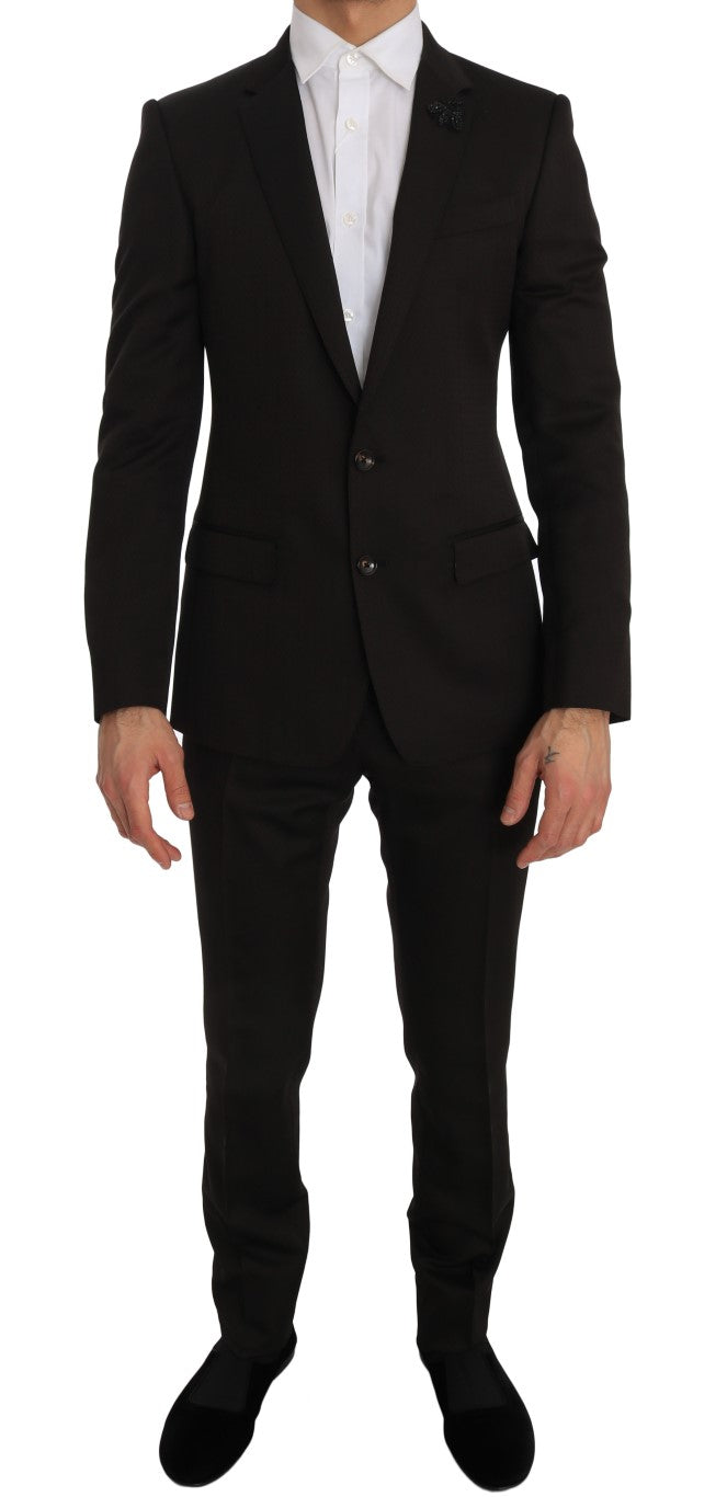 Dolce & Gabbana Eleganter brauner Jacquard-Martini-Anzug