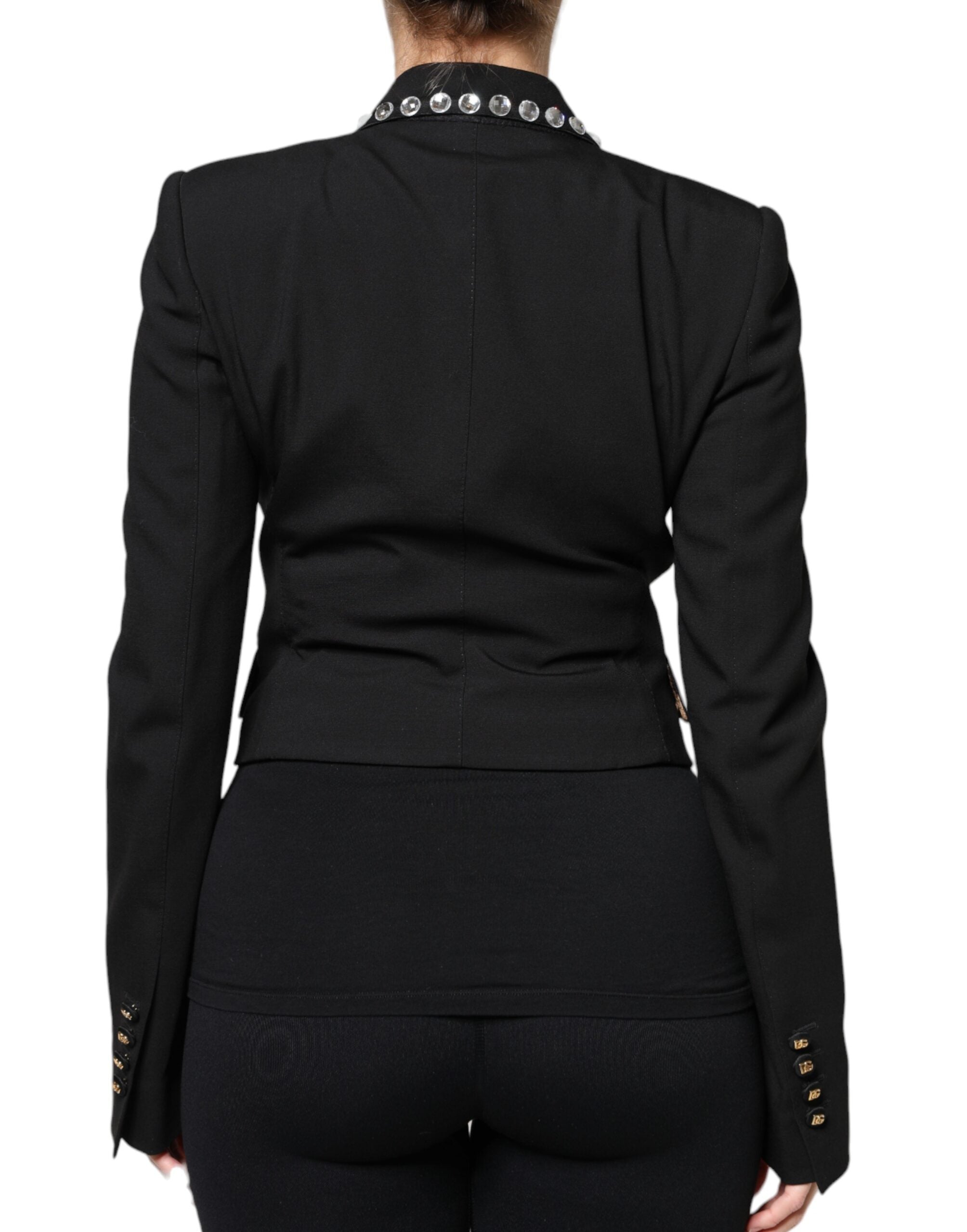 Dolce & Gabbana – Zweireihige Blazerjacke mit schwarzem Kristall