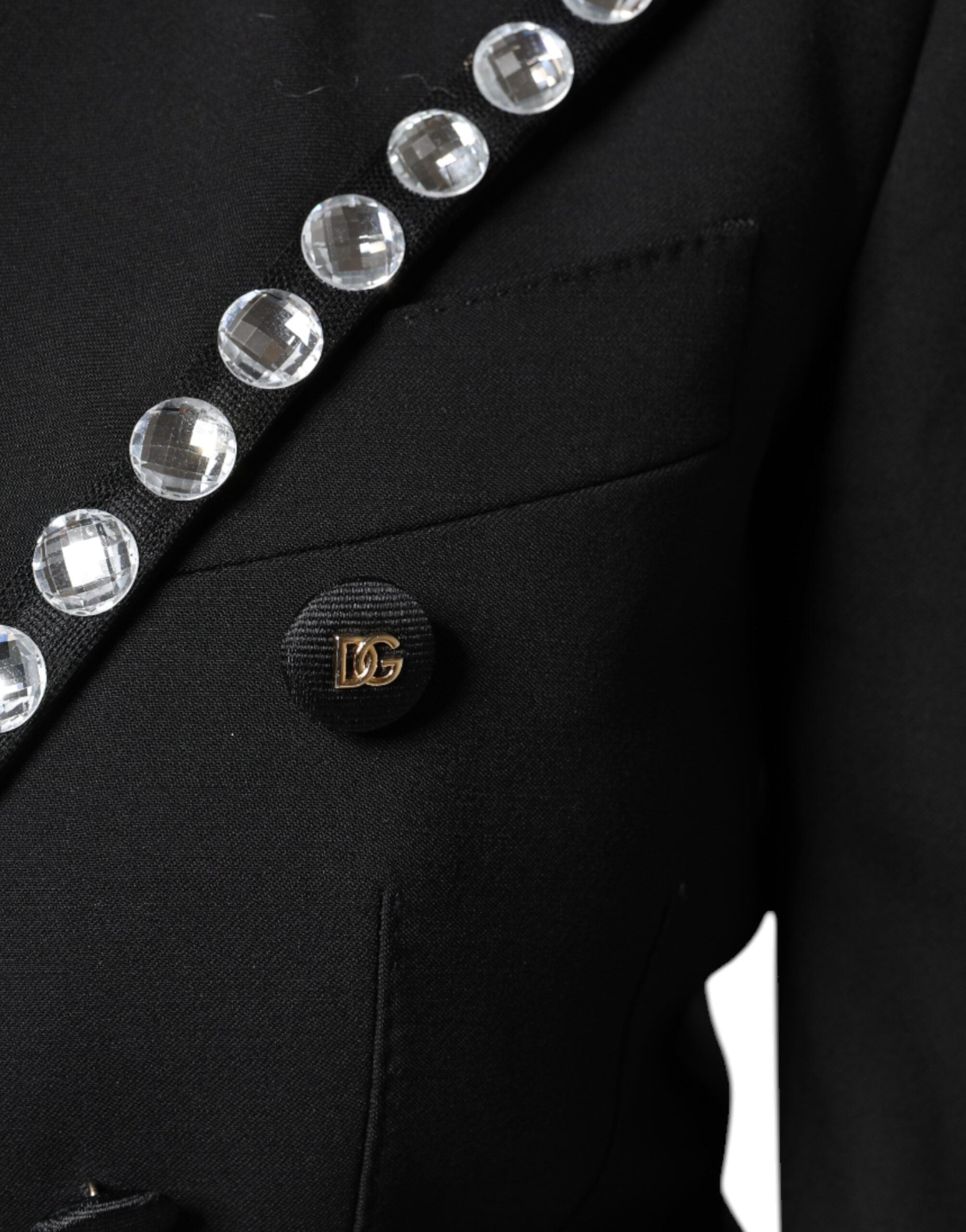 Dolce & Gabbana – Zweireihige Blazerjacke mit schwarzem Kristall