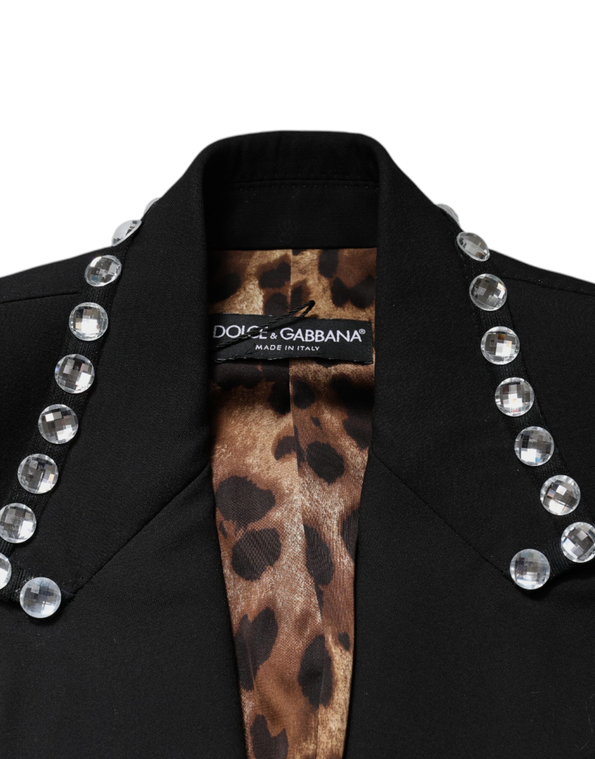 Dolce & Gabbana – Zweireihige Blazerjacke mit schwarzem Kristall
