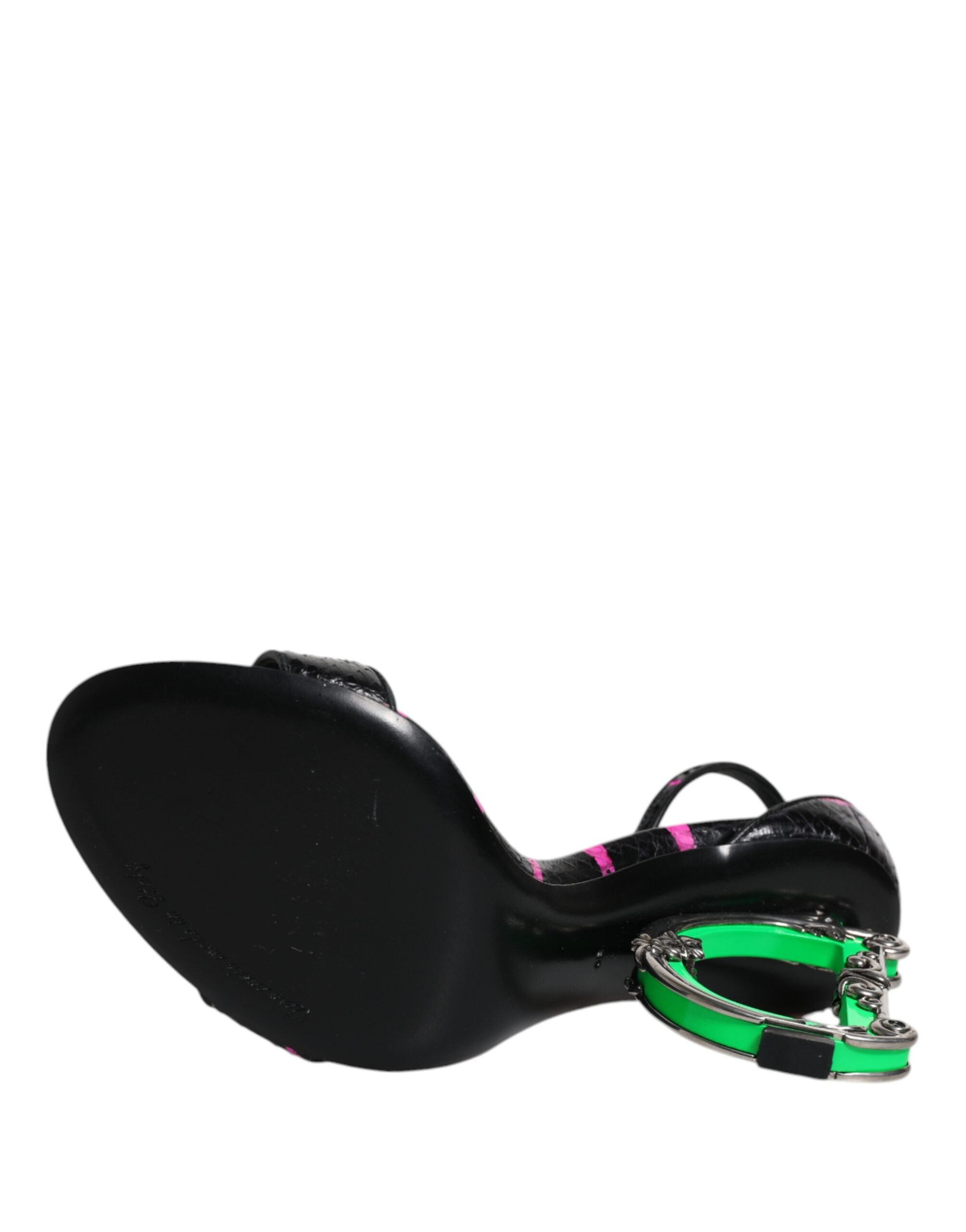 Sandale Dolce & Gabbana din piele neagră fuchsia cu toc DG