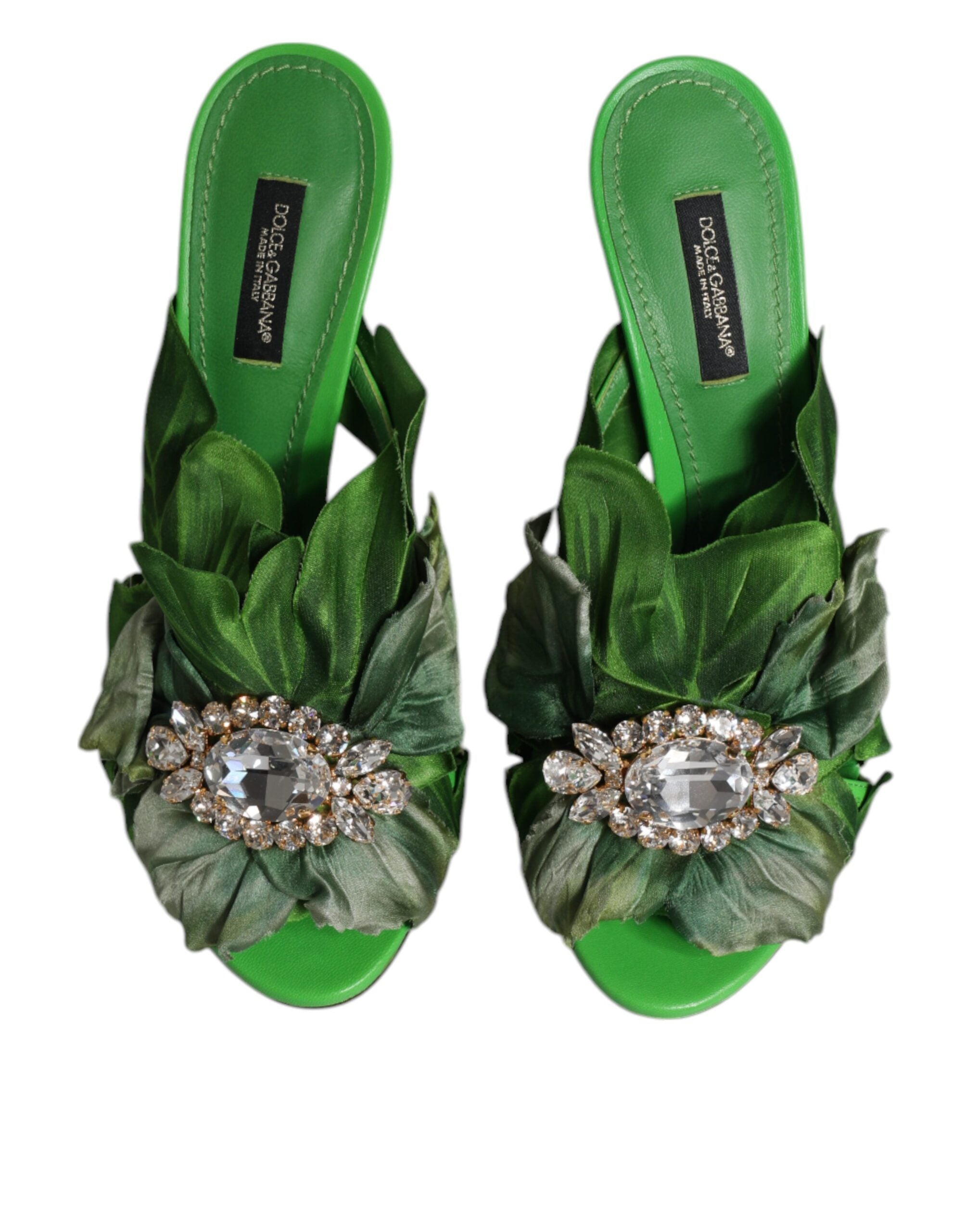 Sandale Dolce & Gabbana KEIRA cu cristale verzi