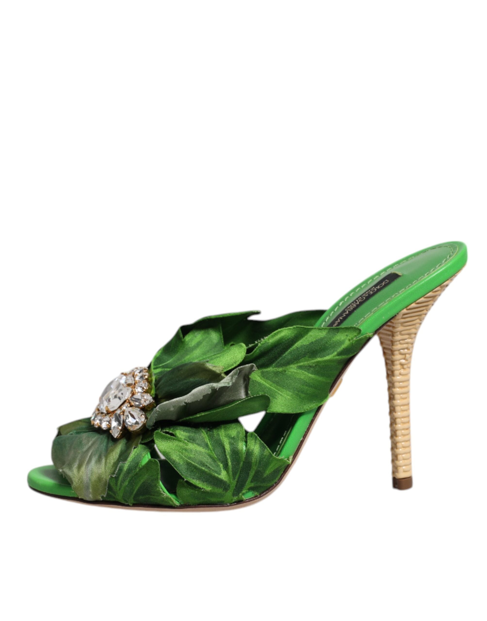 Sandale Dolce & Gabbana KEIRA cu cristale verzi
