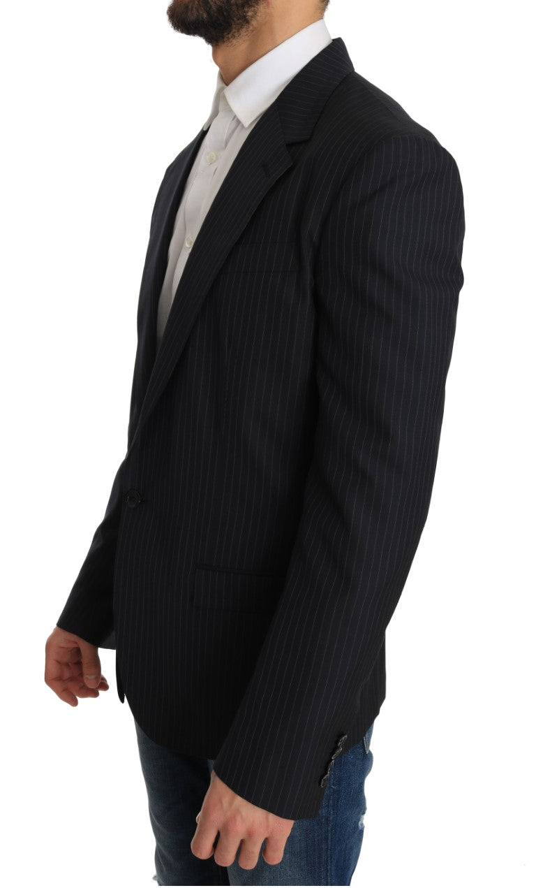 Sacou elegant slim fit din lână și mătase cu dungi Dolce & Gabbana