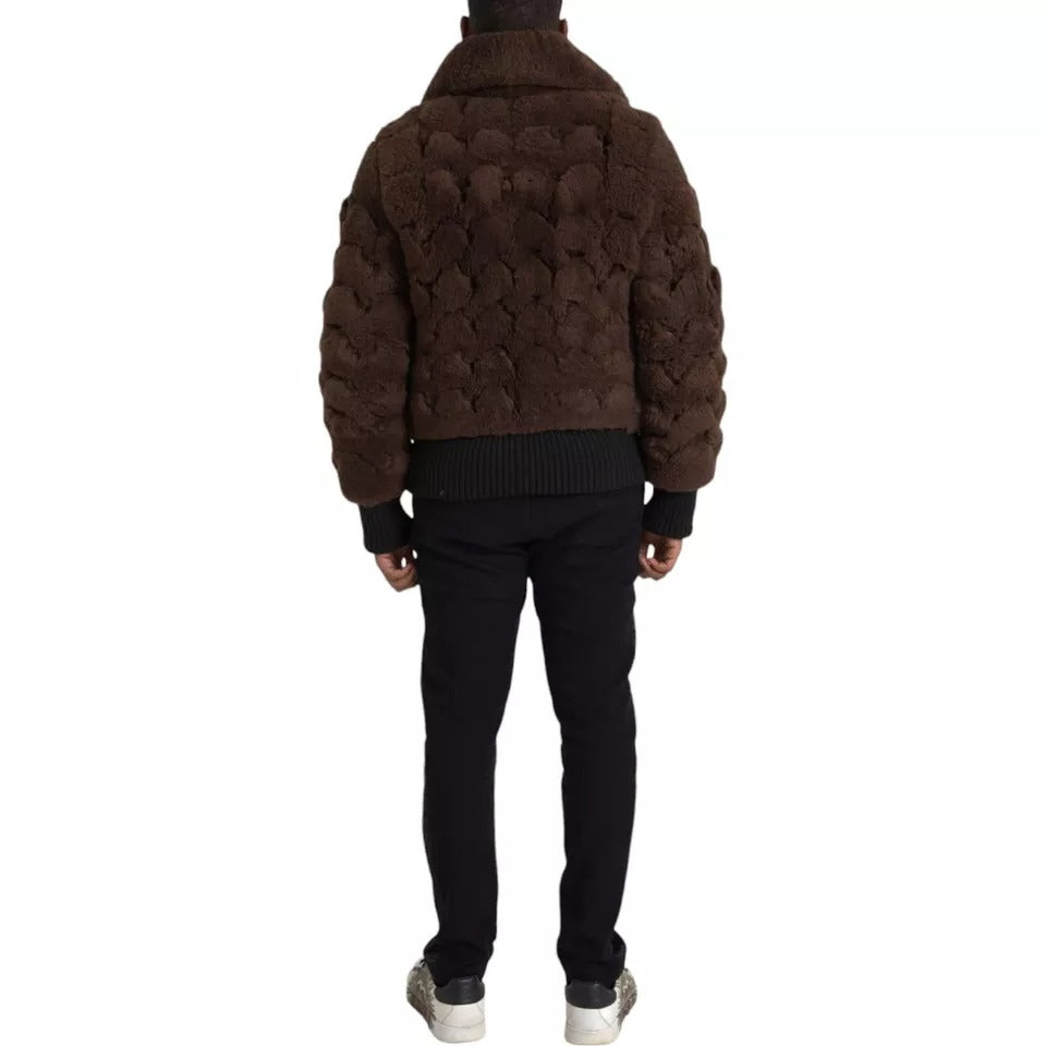 Bottega Veneta Braune Pelz-Lamm-Shearling-Manteljacke
