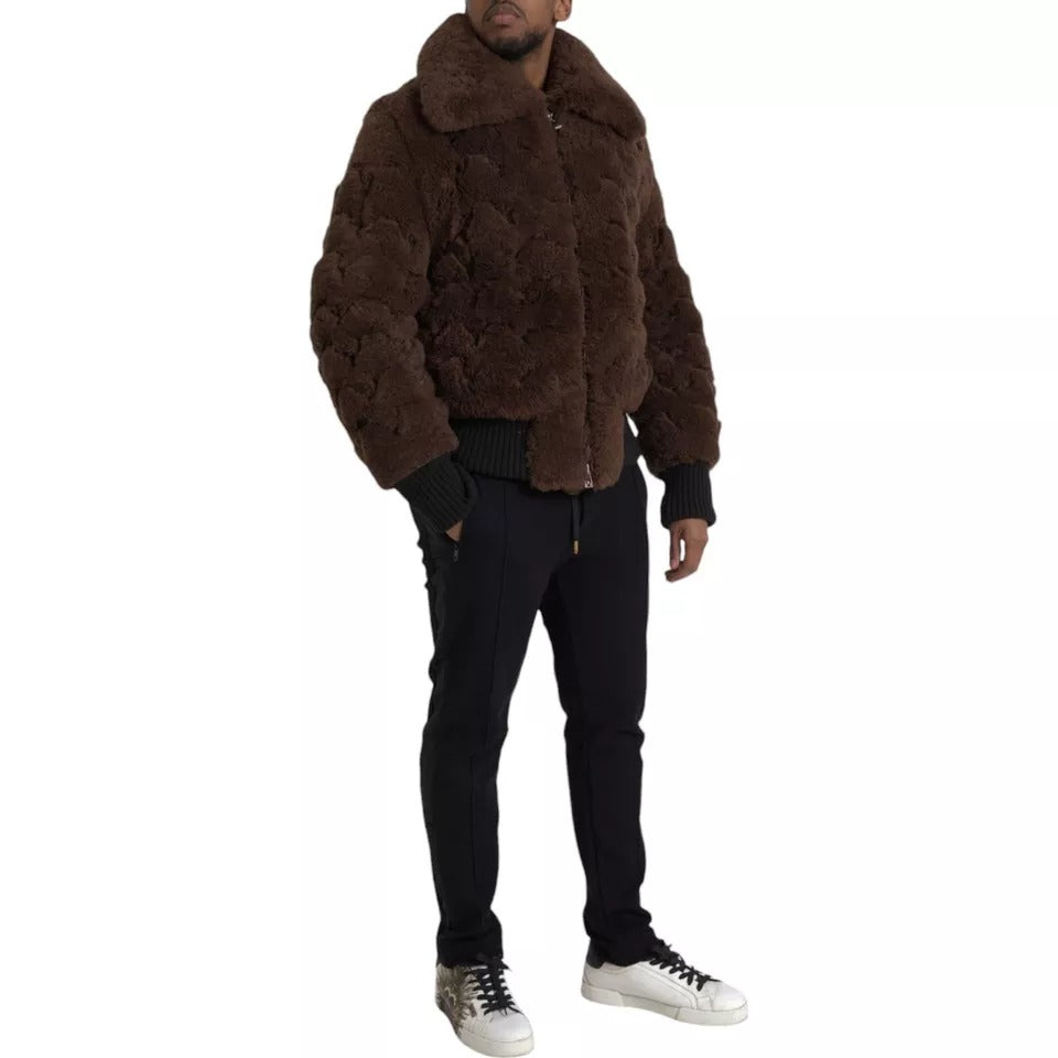 Bottega Veneta Braune Pelz-Lamm-Shearling-Manteljacke
