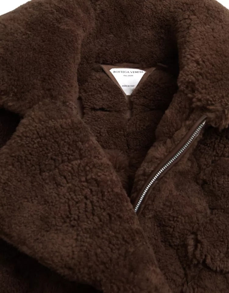 Bottega Veneta Braune Pelz-Lamm-Shearling-Manteljacke
