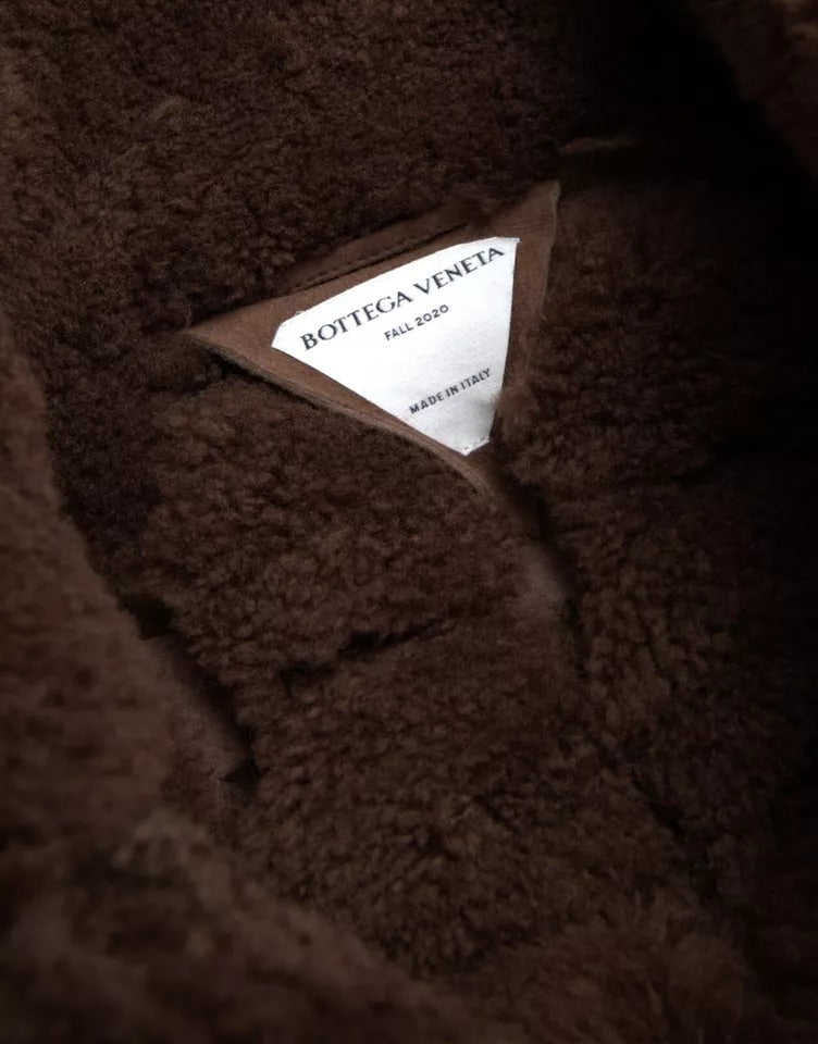 Bottega Veneta Braune Pelz-Lamm-Shearling-Manteljacke
