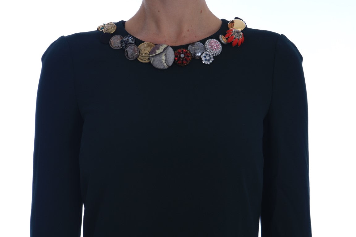 Dolce & Gabbana – A-Linien-Kleid mit Smaragdkristallverzierung