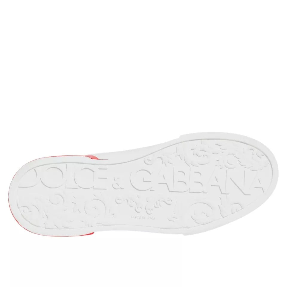 Dolce & Gabbana Weiß Rot Portofino Low Top Sneakers Schuhe